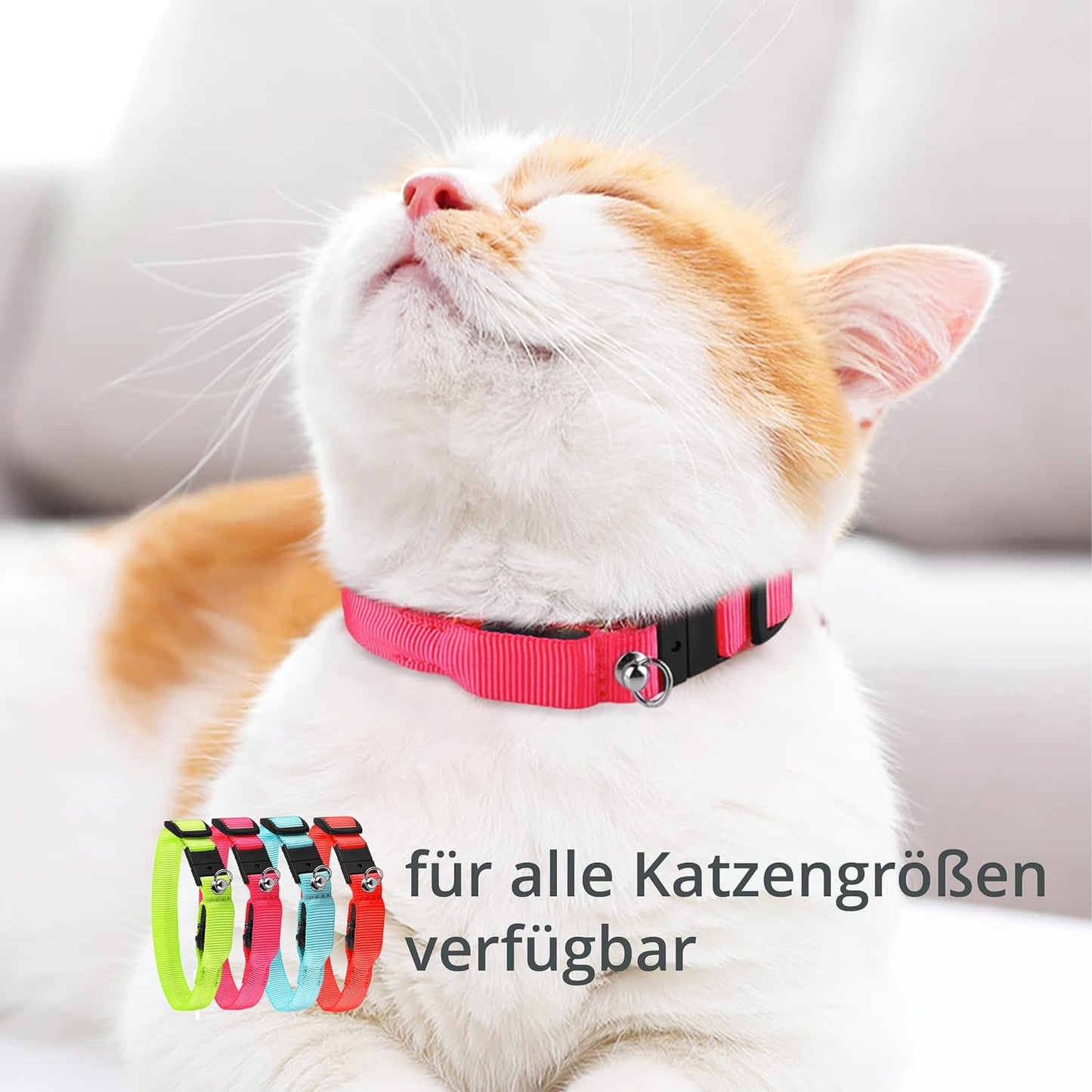 PETSATION Leuchtendes Katzenhalsband - Sicherheits-LED Halsband für Katzen, Verstellbar & Wasserdicht, Perfekt für Nachtspaziergänge, Helles, Reflektierendes Katzenzubehör für Sichtbarkeit & Schutz im Dunkeln Rot Größe S 21-28cm