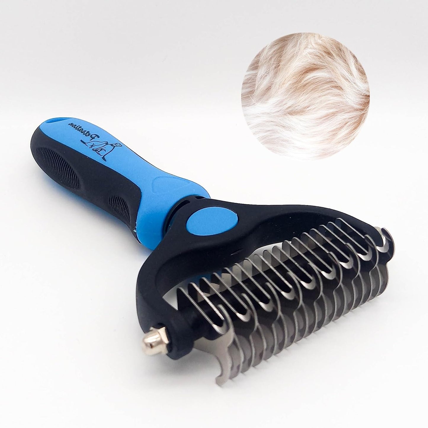 High-quality undercoat brush for dogs and cats – efficient grooming, removes loose hair and undercoat, prevents matting, ideal for long and short fur, gentle on the skin, grooming tool for pets, blue