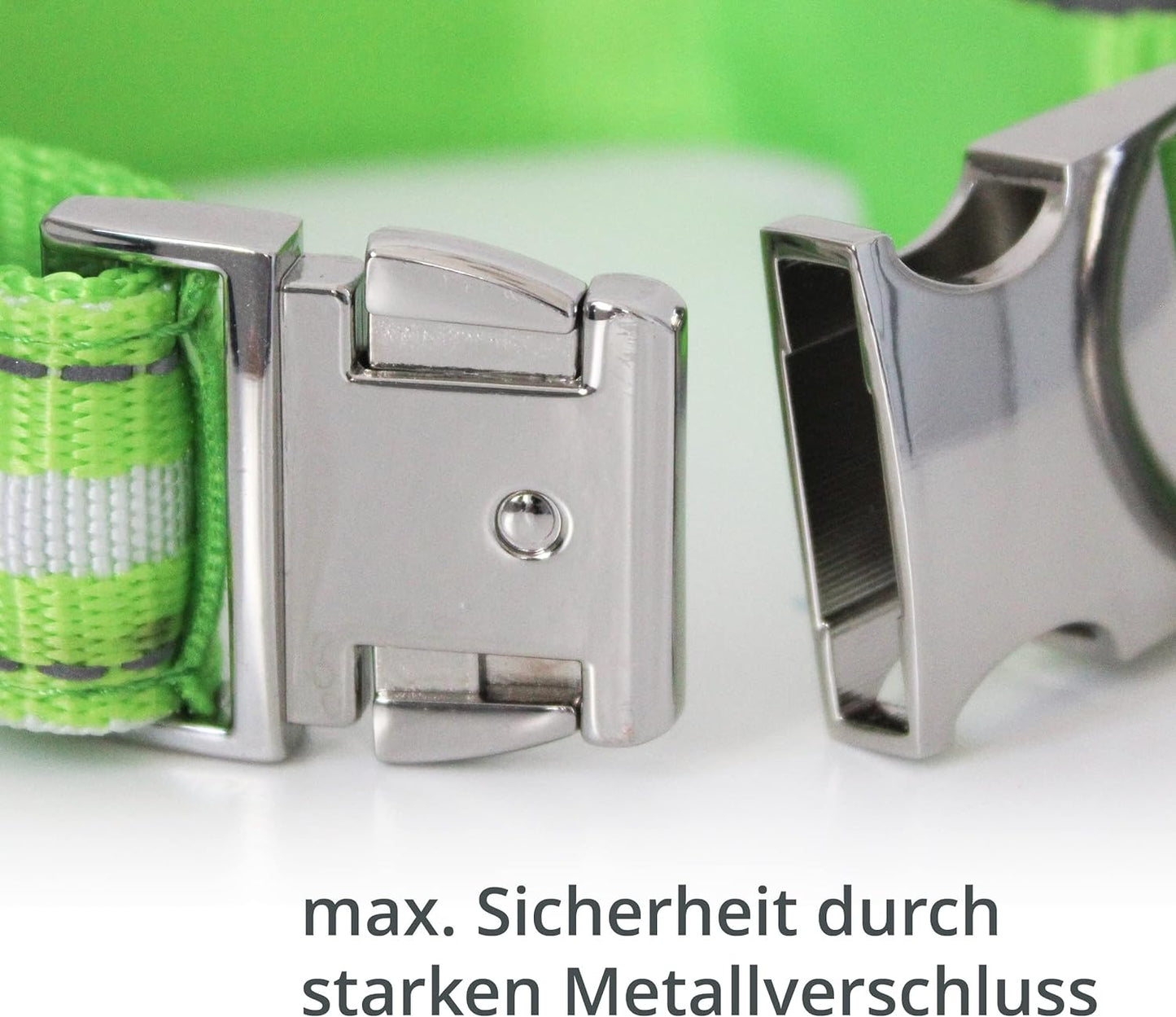Collier lumineux pour chien Petsation – Collier réfléchissant avec 5 points lumineux pour une meilleure visibilité et sécurité la nuit, réglable, imperméable, idéal pour les promenades dans l'obscurité, accessoire pour chien Vert Taille XS 24-35 cm
