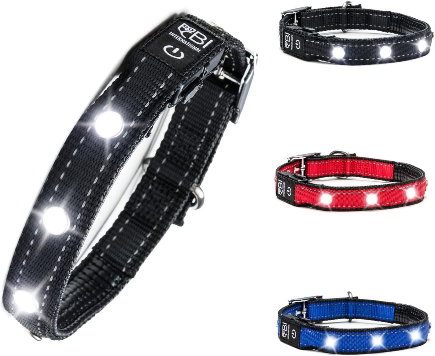 LED Hundehalsband, Leuchthalsband Schwarz Größe L 44-50cm