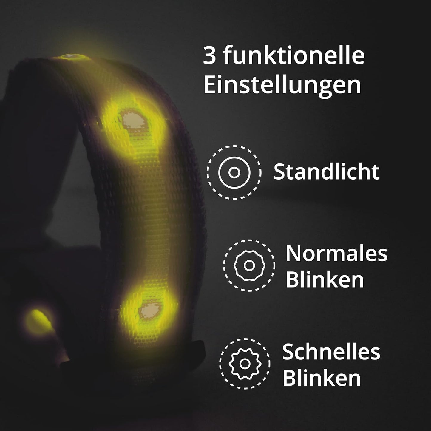 Petsation Light-Up Dog Collar – Reflective Dog Collar with 5 Light Dots for Better Visibility and Safety at Night, Adjustable, Waterproof, Ideal for Walks in the Dark, Dog Accessory Yellow Size S 28-40cm