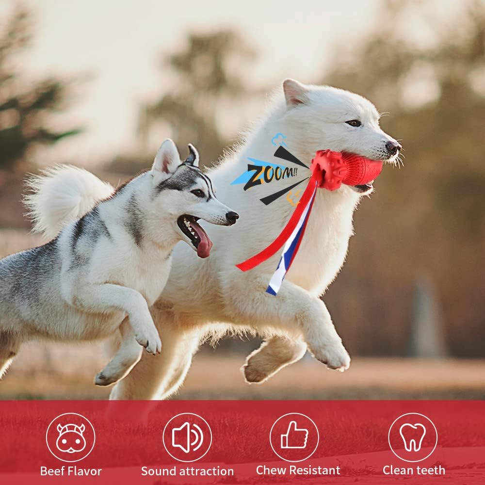 Petsation Rocket Dog Chew Toy – Robust, durable & interactive natural rubber chew toy for dental care, stress relief and fun – Ideal for small, medium & large dogs – Promotes teeth cleaning and chewing needs – Red
