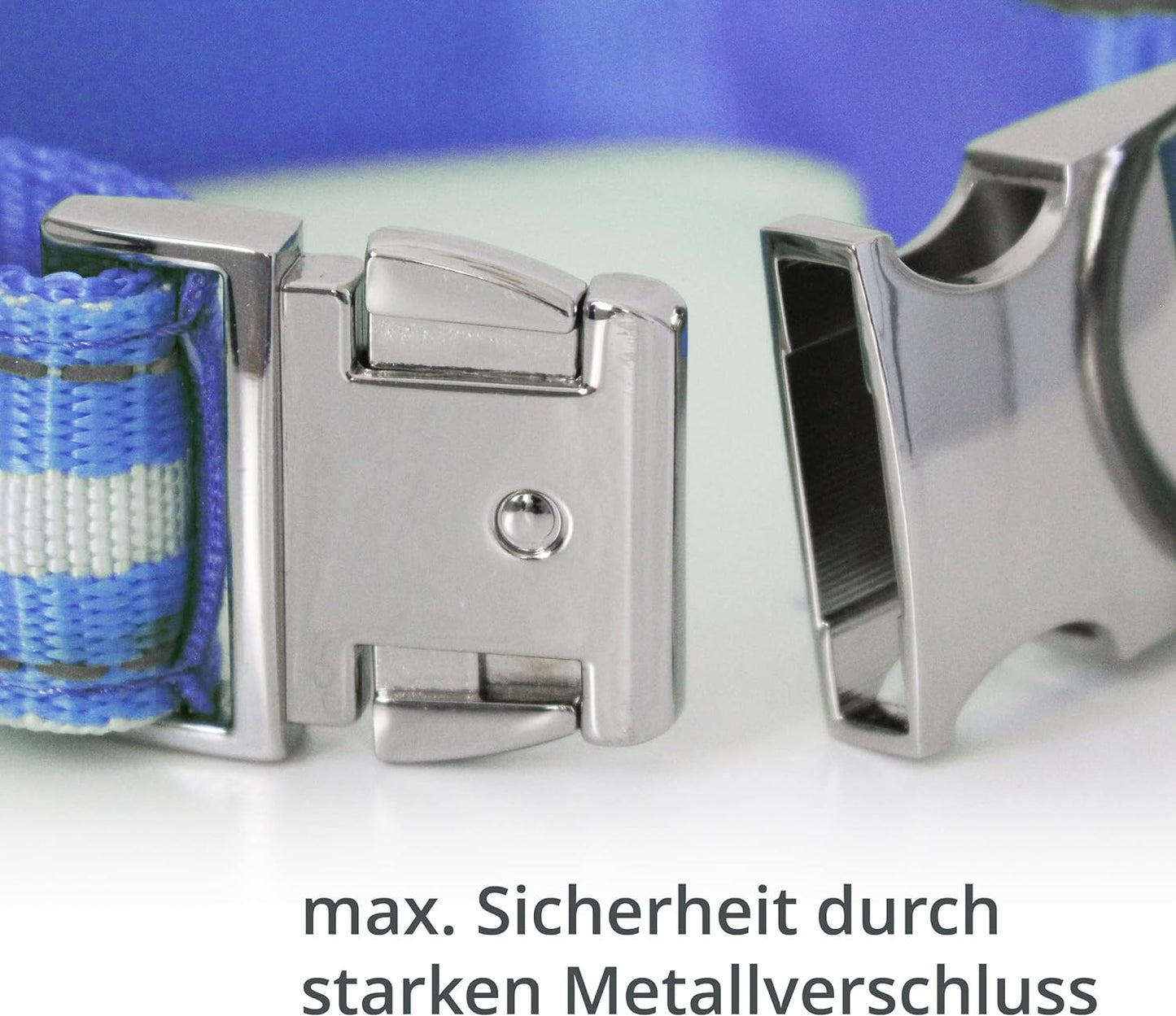 Collier lumineux Petsation pour chien – Collier réfléchissant avec 5 points lumineux pour une meilleure visibilité et sécurité la nuit, réglable, étanche, idéal pour les promenades dans l'obscurité, accessoire pour chien bleu, taille M (38-50 cm)