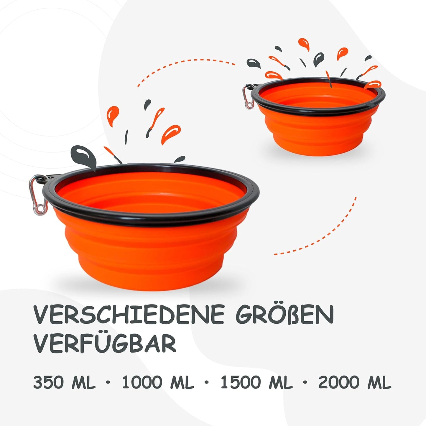 Faltbarer Hundenapf, Reisenapf, Fressnapf, Wassernapf Orange 350ml