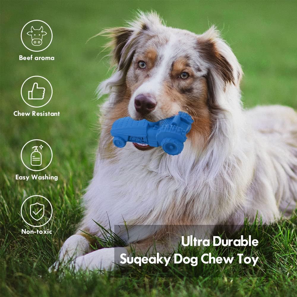 Camion à mâcher Petsation – Jouet à mâcher robuste pour chiens | Jouet interactif en caoutchouc naturel | Favorise le nettoyage des dents et le renforcement de la mâchoire | Jouet durable pour petits et grands chiens, bleu