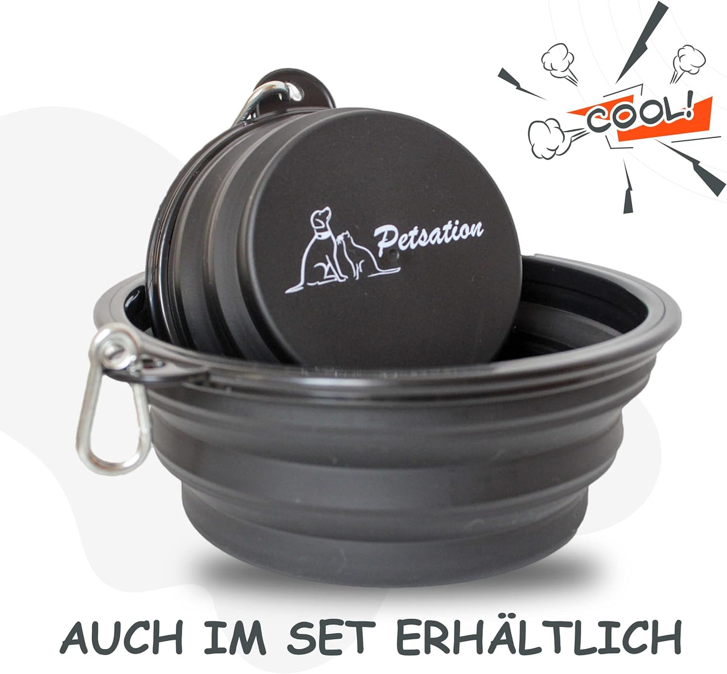 Faltbarer Hundenapf, Reisenapf, Fressnapf, Wassernapf Schwarz 350ml