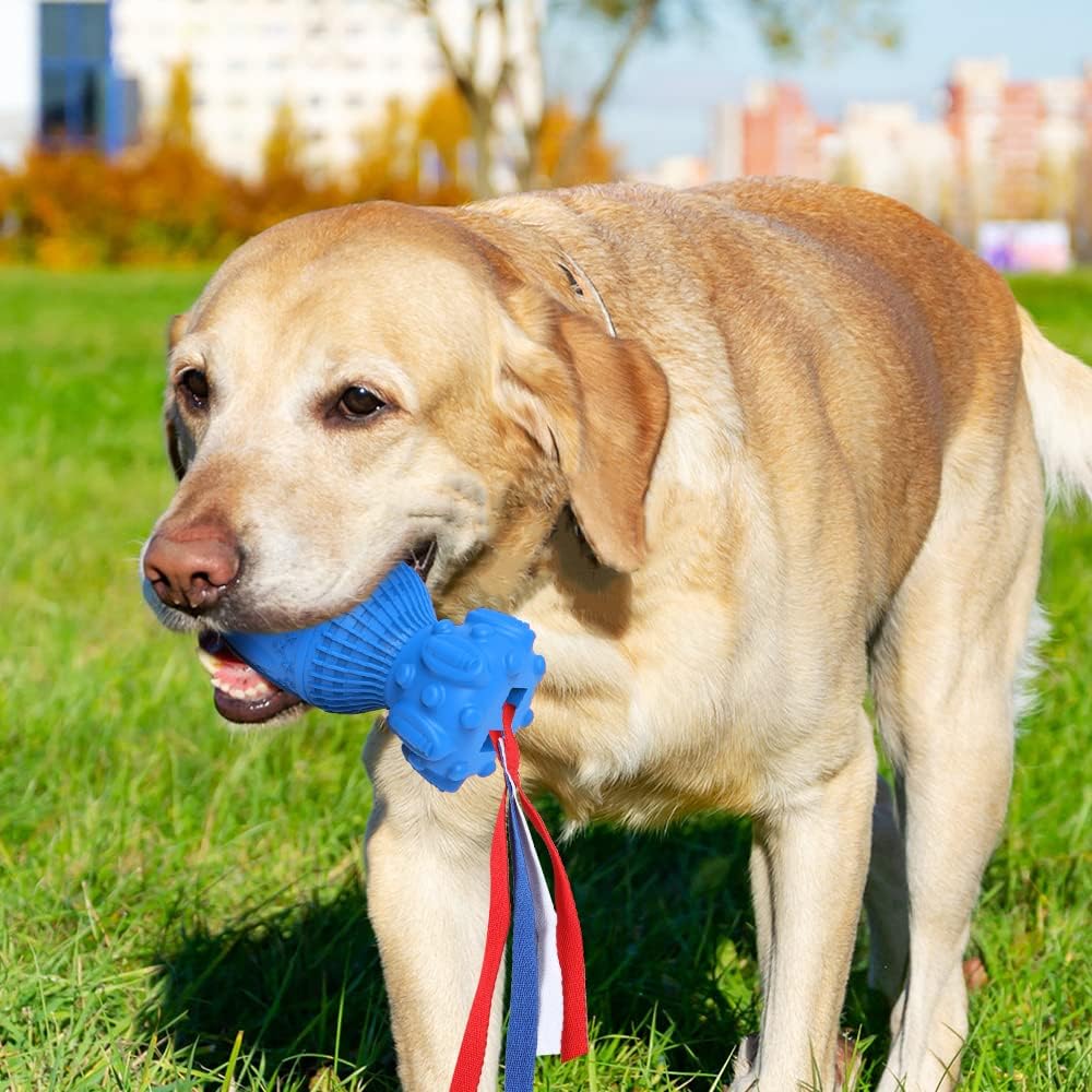 Petsation Rocket Dog Chew Toy – Robust, durable & interactive natural rubber chew toy for dental care, stress relief and fun – Ideal for small, medium & large dogs – Promotes teeth cleaning and chewing needs Blue