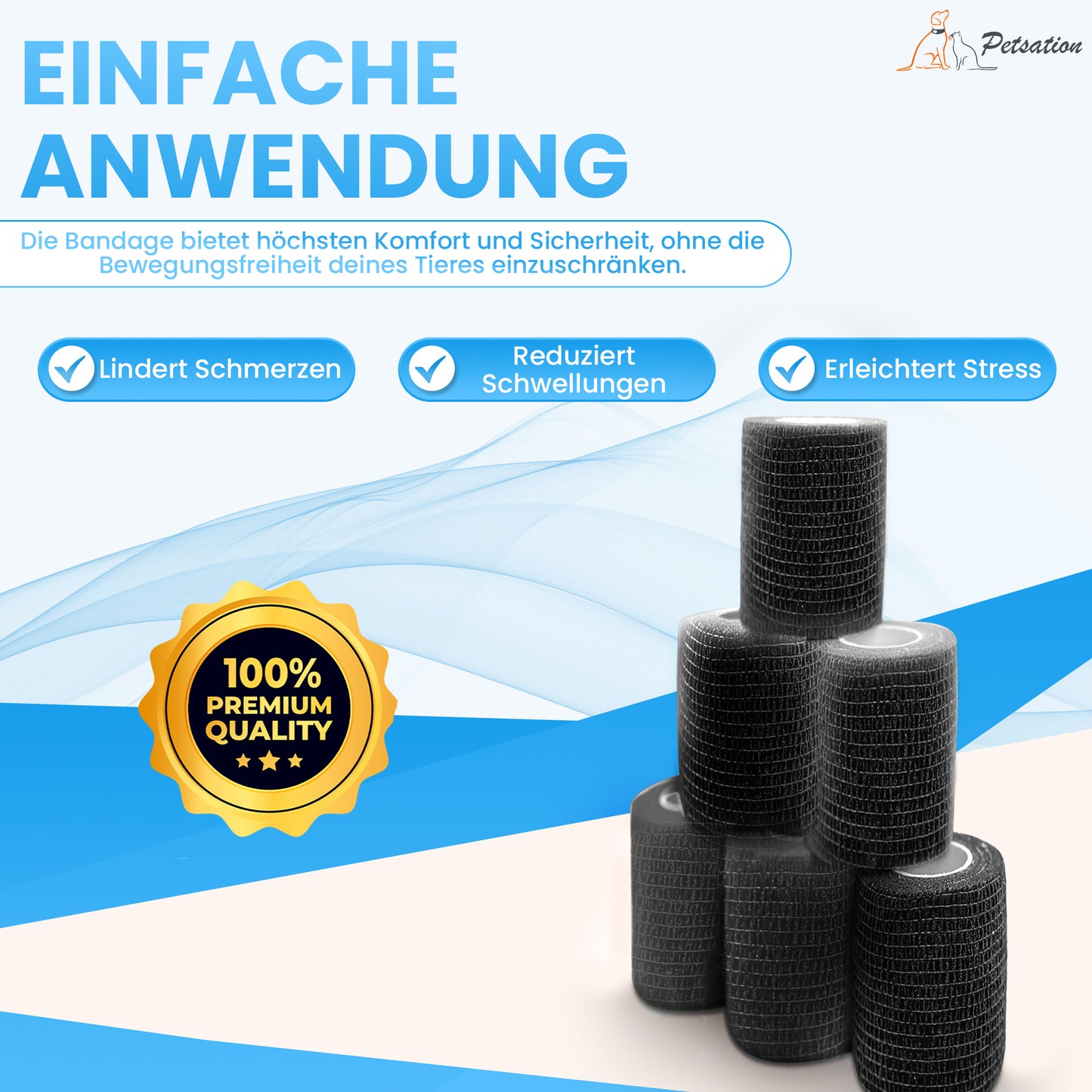 Bandagen Schwarz 10cm x 4,5m Elastische Sportbandagen – 6 Stück