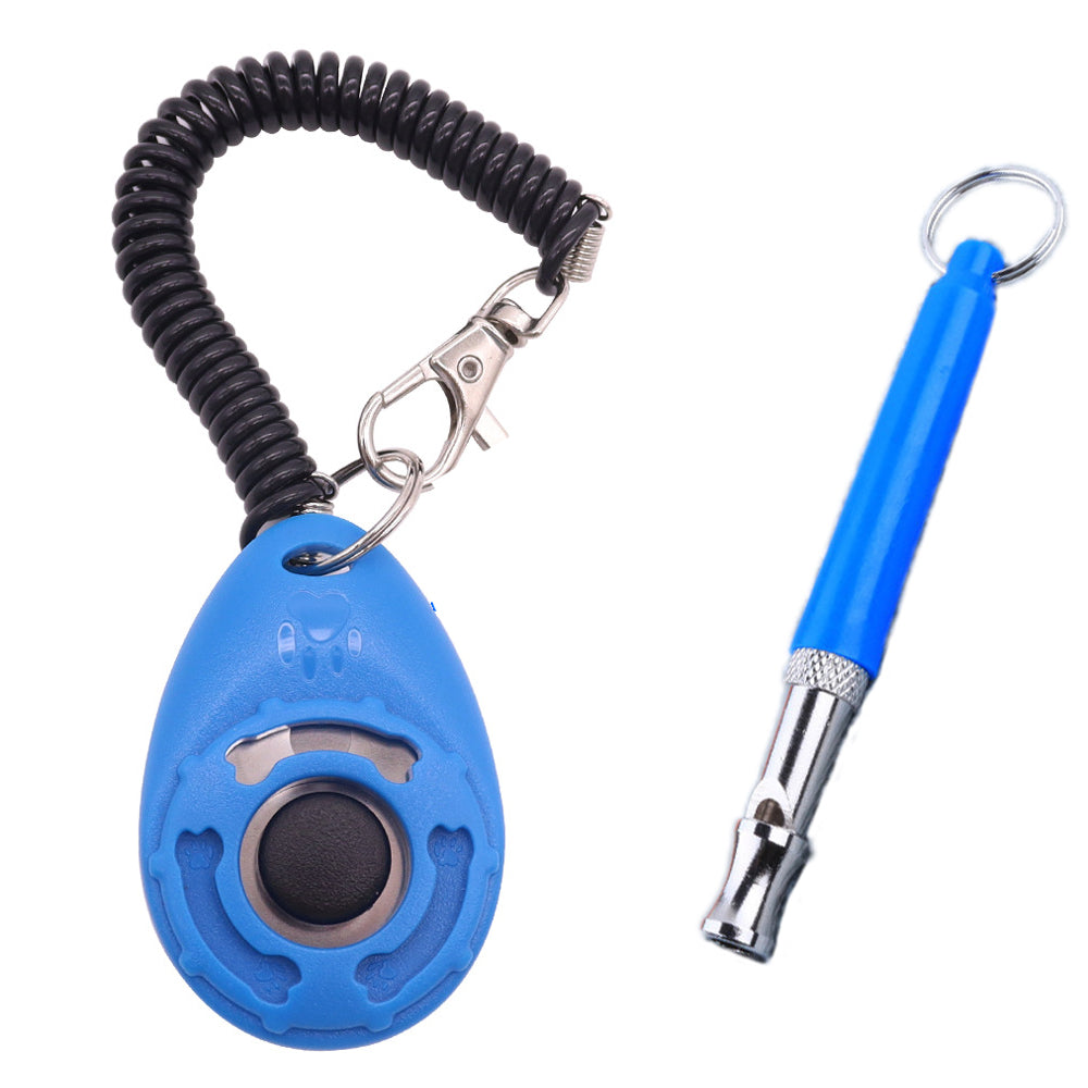 Clicker + Ultraschallpfeife für Hunde – Hundetraining Set Blau
