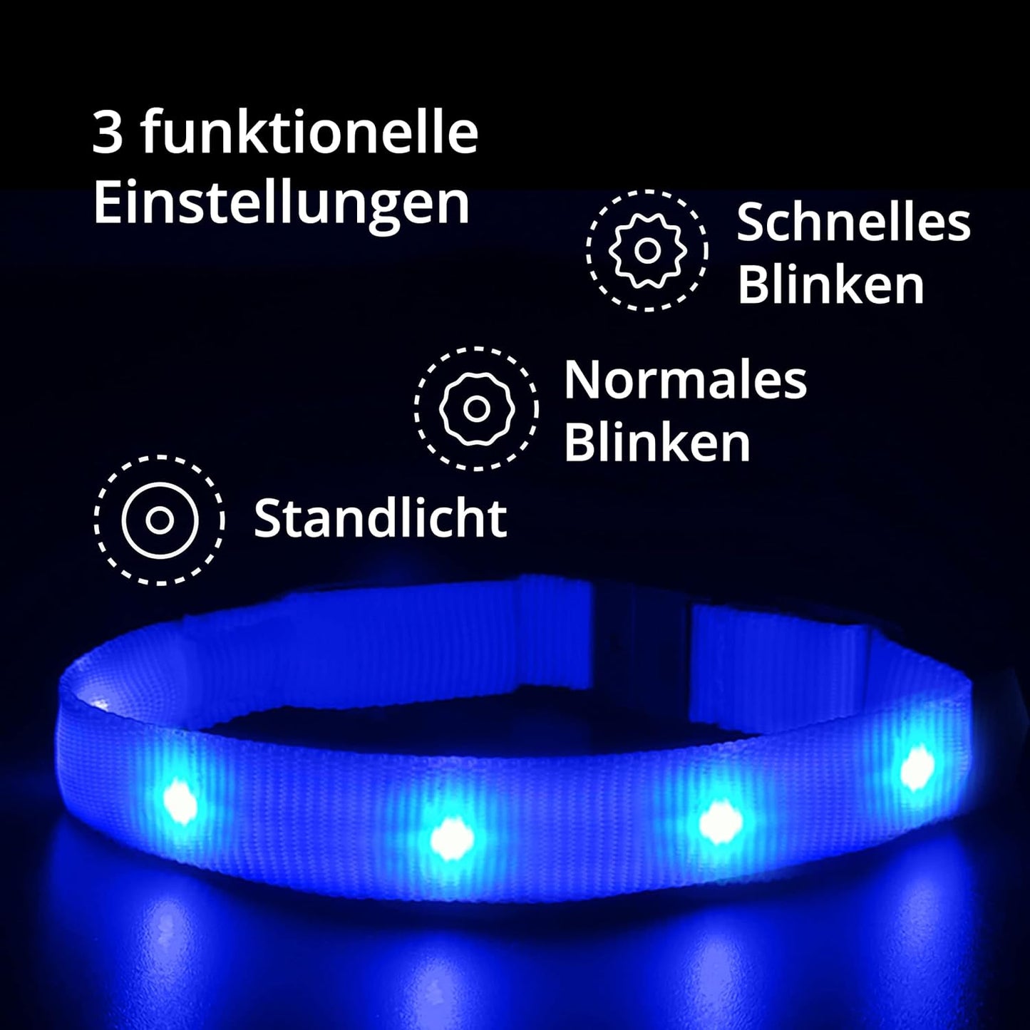 PETSATION Light-Up Cat Collar - Safety LED Collar for Cats, Adjustable & Waterproof, Perfect for Night Walks, Bright, Reflective Cat Accessory for Visibility & Protection in the Dark, Blue, Size S, 21-28 cm