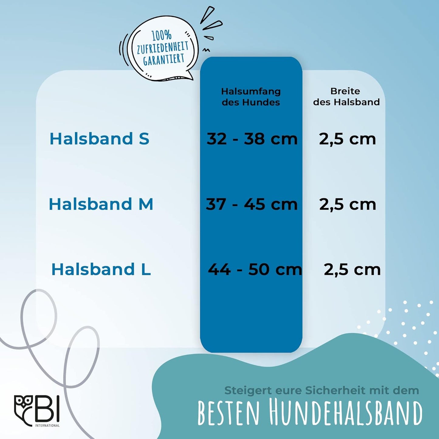 LED Hundehalsband, Leuchthalsband Blau Größe M 37-45cm