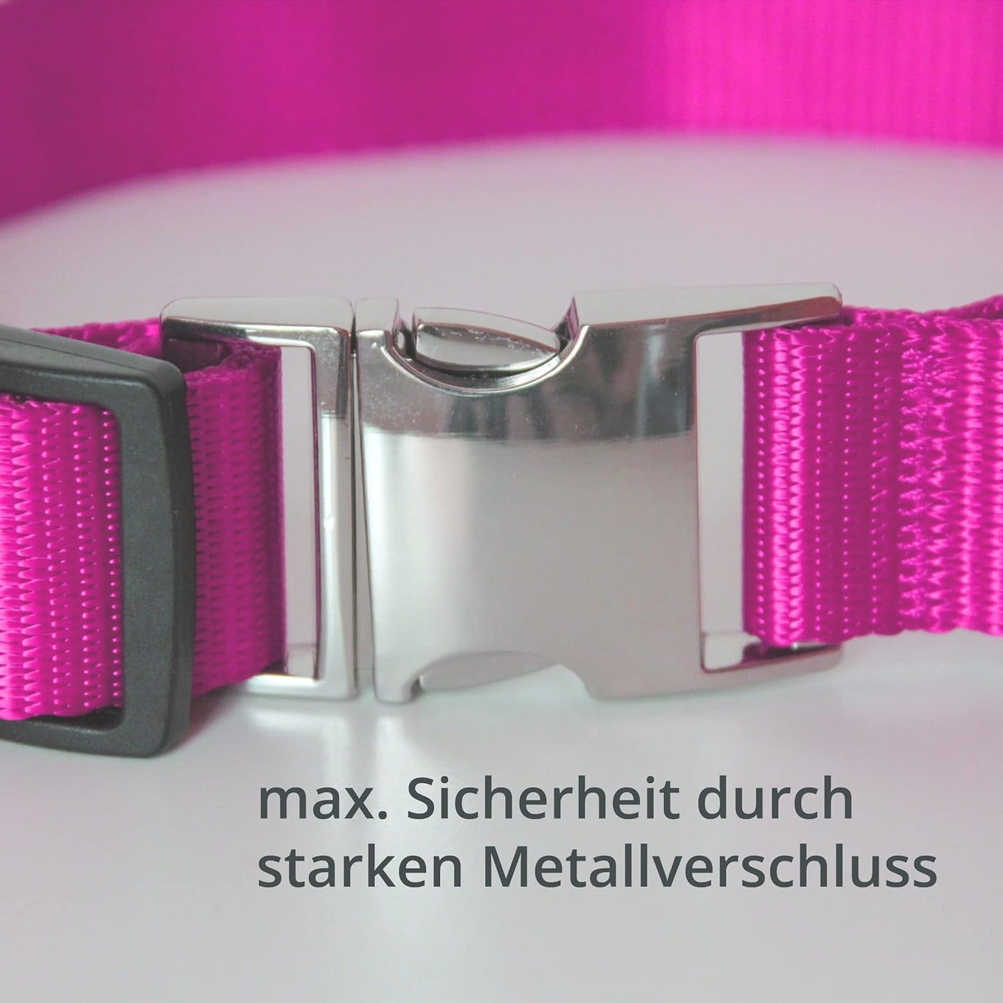 Petsation Leuchthalsband für Hunde – Hundehalsband Durchgängig Leuchtend, LED-Beleuchtung für Sichtbarkeit im Dunkeln, Wasserdicht, Verstellbar, Sicheres Hundezubehör für Nächtliche Spaziergänge, Reflektierend & Leuchtend Pink Größe M 38-50cm