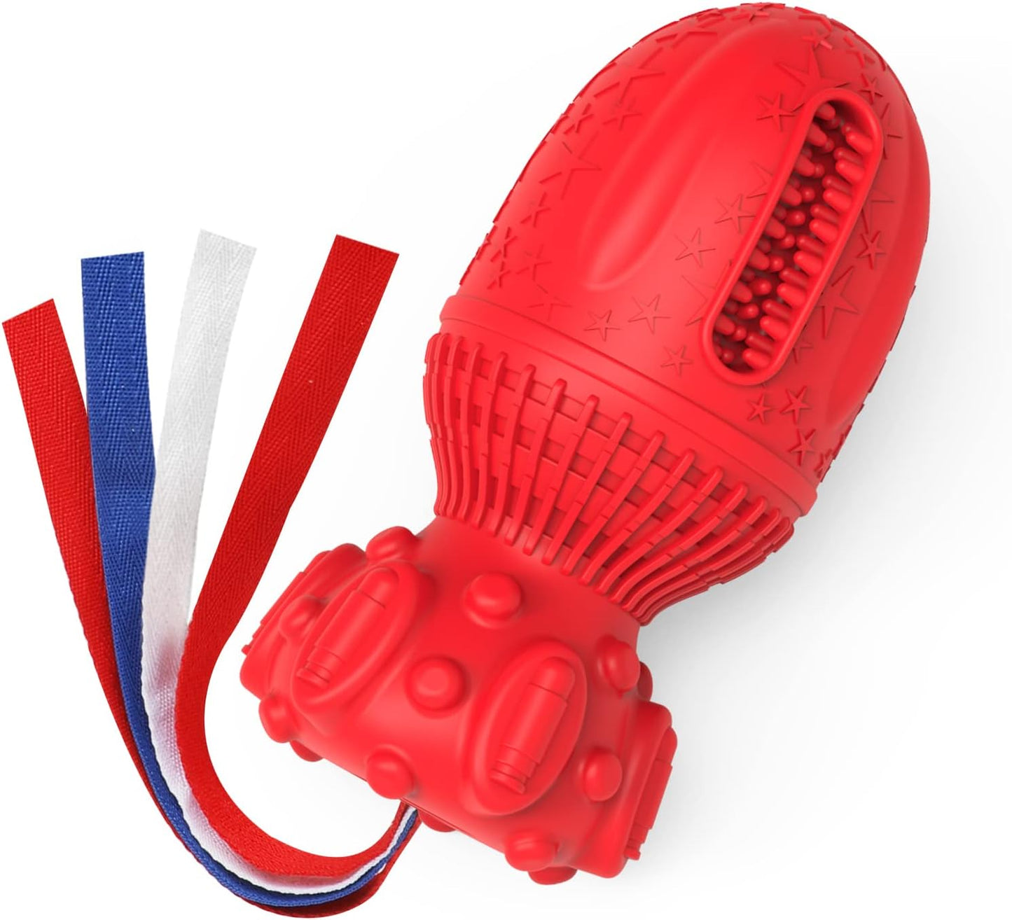 Petsation Rocket Dog Chew Toy – Robust, durable & interactive natural rubber chew toy for dental care, stress relief and fun – Ideal for small, medium & large dogs – Promotes teeth cleaning and chewing needs – Red