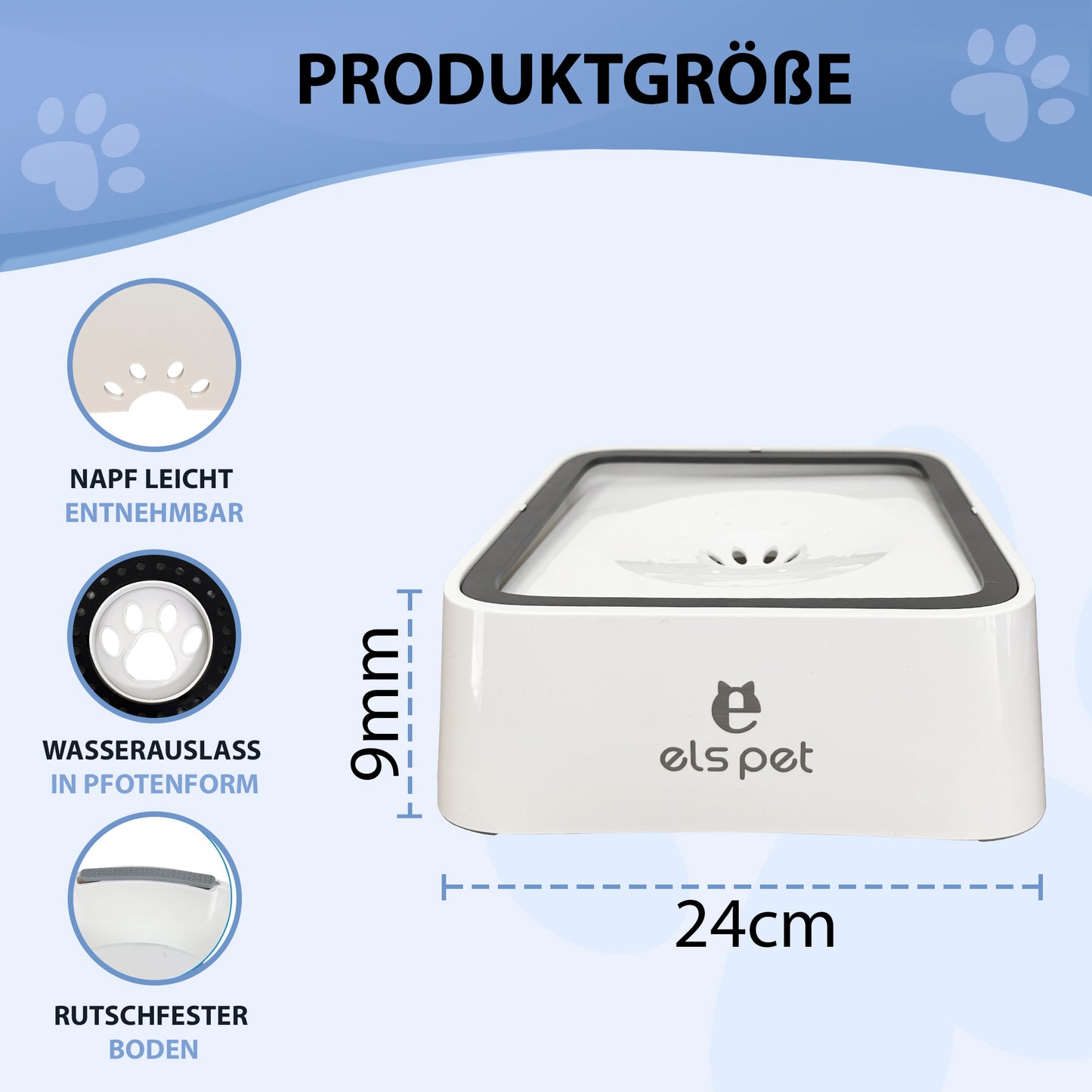 ELS PET Wassernapf für Hunde: 2L Auslaufsicher Trinknapf Hund Fressnapf Unterwegs, Anti-Schwapp Hundenapf Reisen für Haustiere & Innen & Draußen & Auto
