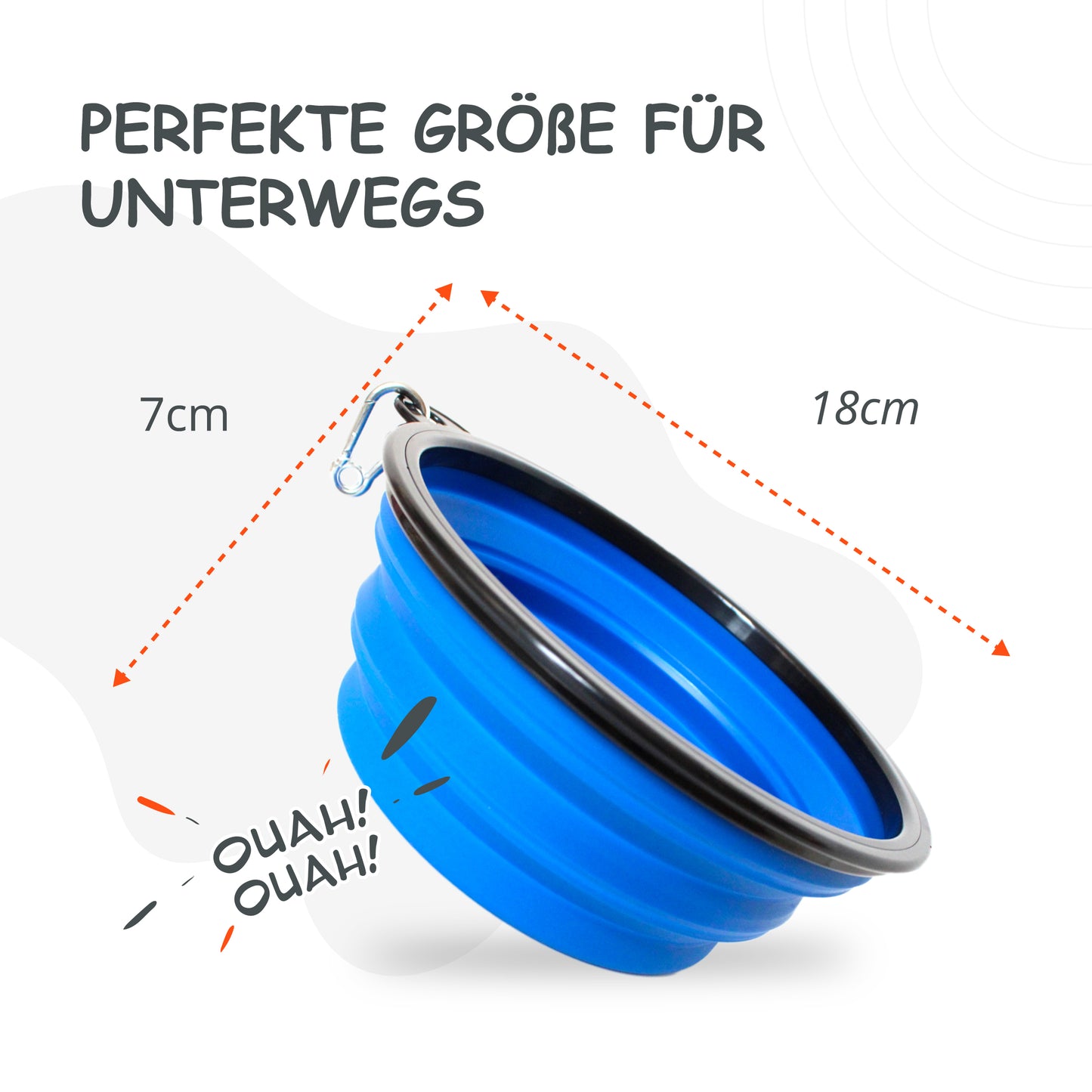 Faltbarer Hundenapf, Reisenapf, Fressnapf, Wassernapf Blau 1000ml