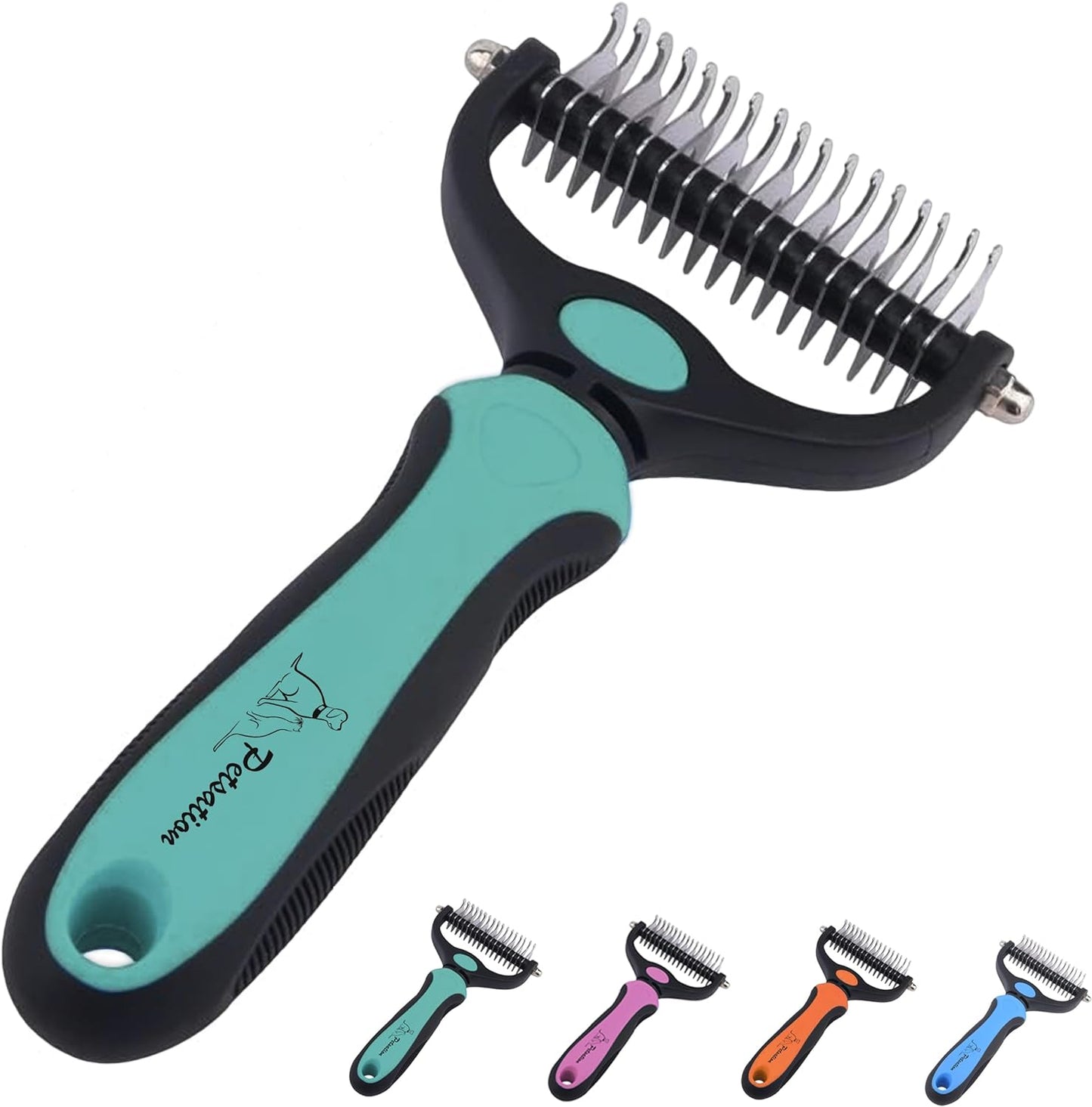 High-quality undercoat brush for dogs and cats – efficient grooming, removes loose hair and undercoat, prevents matting, ideal for long and short fur, gentle on the skin, grooming tool for pets, blue