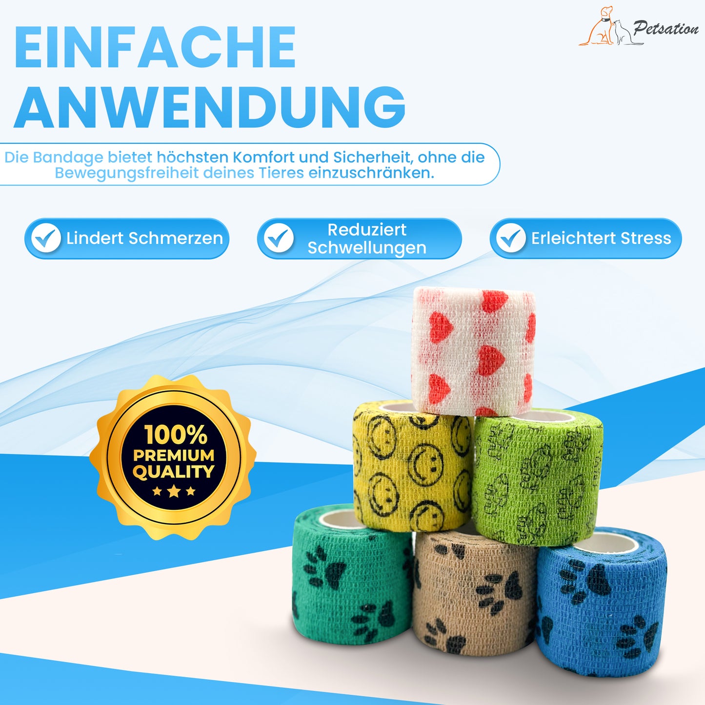 Bandagen motiv 5 cm x 4,5 m – selbsthaftend, elastisch, atmungsaktiv, 6er Box