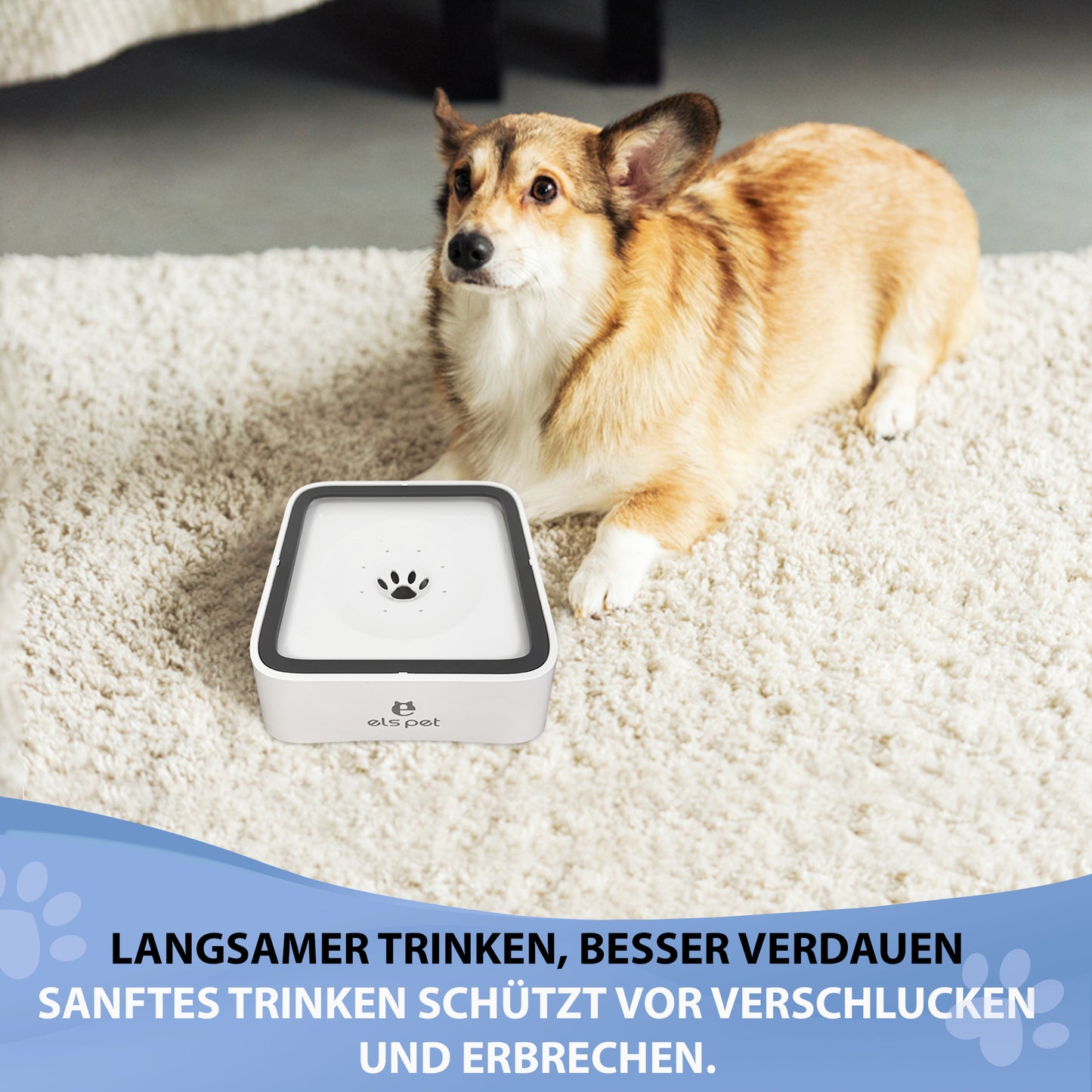 ELS PET Wassernapf für Hunde: 2L Auslaufsicher Trinknapf Hund Fressnapf Unterwegs, Anti-Schwapp Hundenapf Reisen für Haustiere & Innen & Draußen & Auto