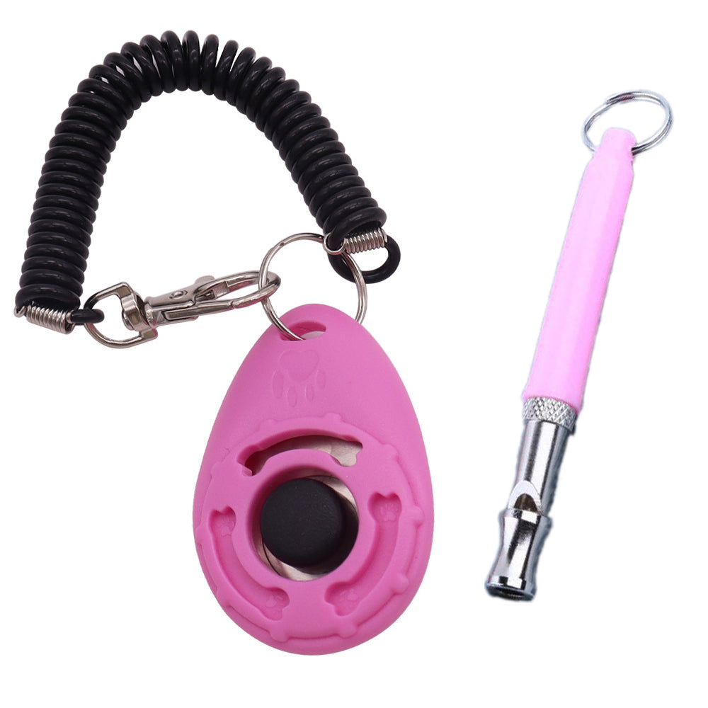 Clicker + Ultraschallpfeife für Hunde – Hundetraining Set Pink
