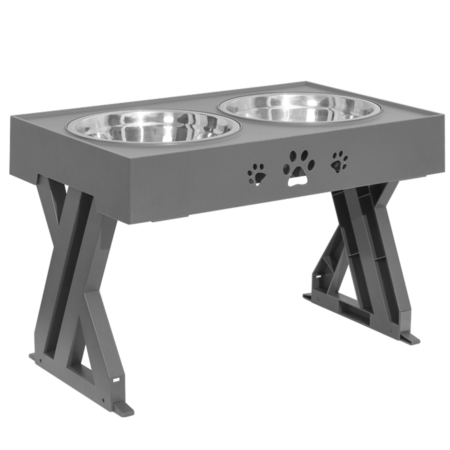 Gamelle surélevée PETSATION avec support – Idéale pour petits et grands chiens, gamelles antidérapantes pour manger et boire confortablement, gamelles en acier inoxydable de haute qualité, gamelle inclinée pour une meilleure digestion, grise