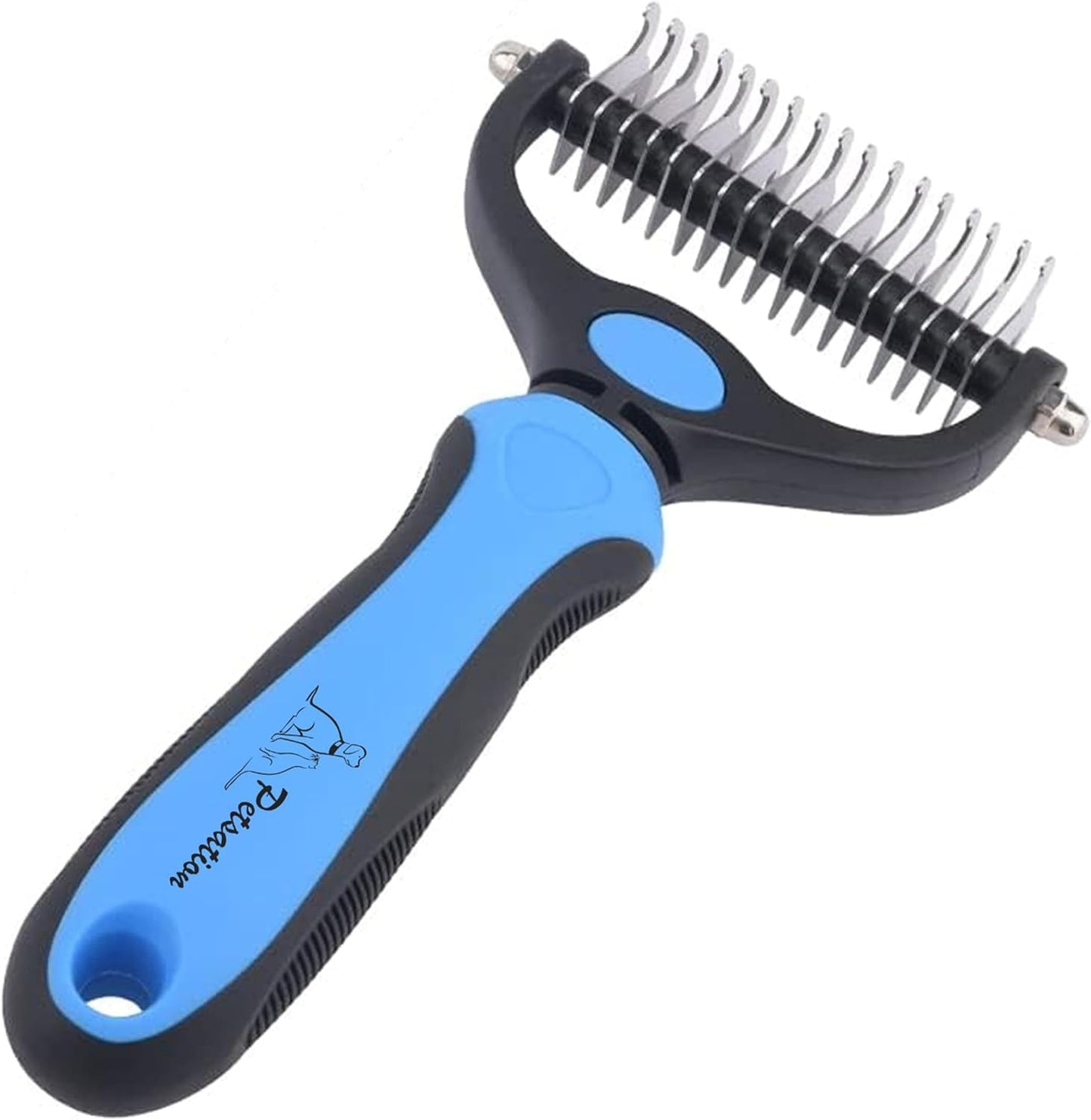 High-quality undercoat brush for dogs and cats – efficient grooming, removes loose hair and undercoat, prevents matting, ideal for long and short fur, gentle on the skin, grooming tool for pets, blue