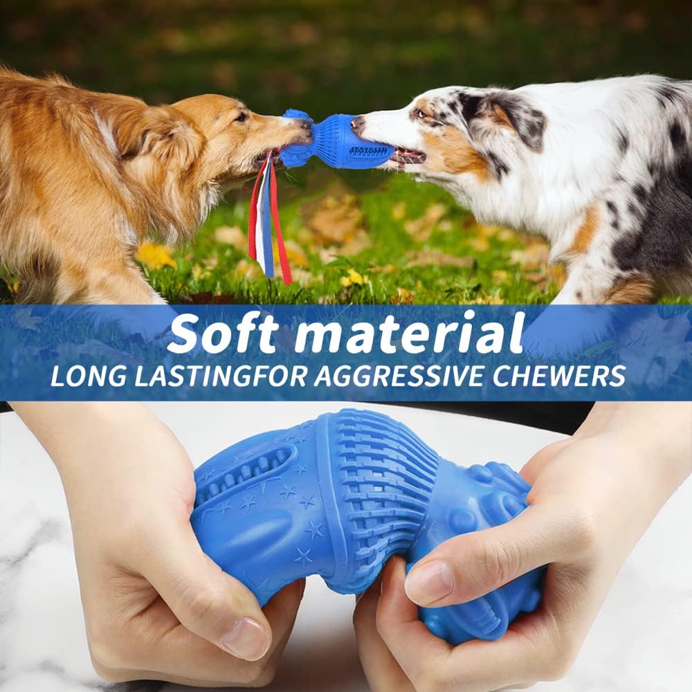 Petsation Rocket Dog Chew Toy – Robust, durable & interactive natural rubber chew toy for dental care, stress relief and fun – Ideal for small, medium & large dogs – Promotes teeth cleaning and chewing needs Blue
