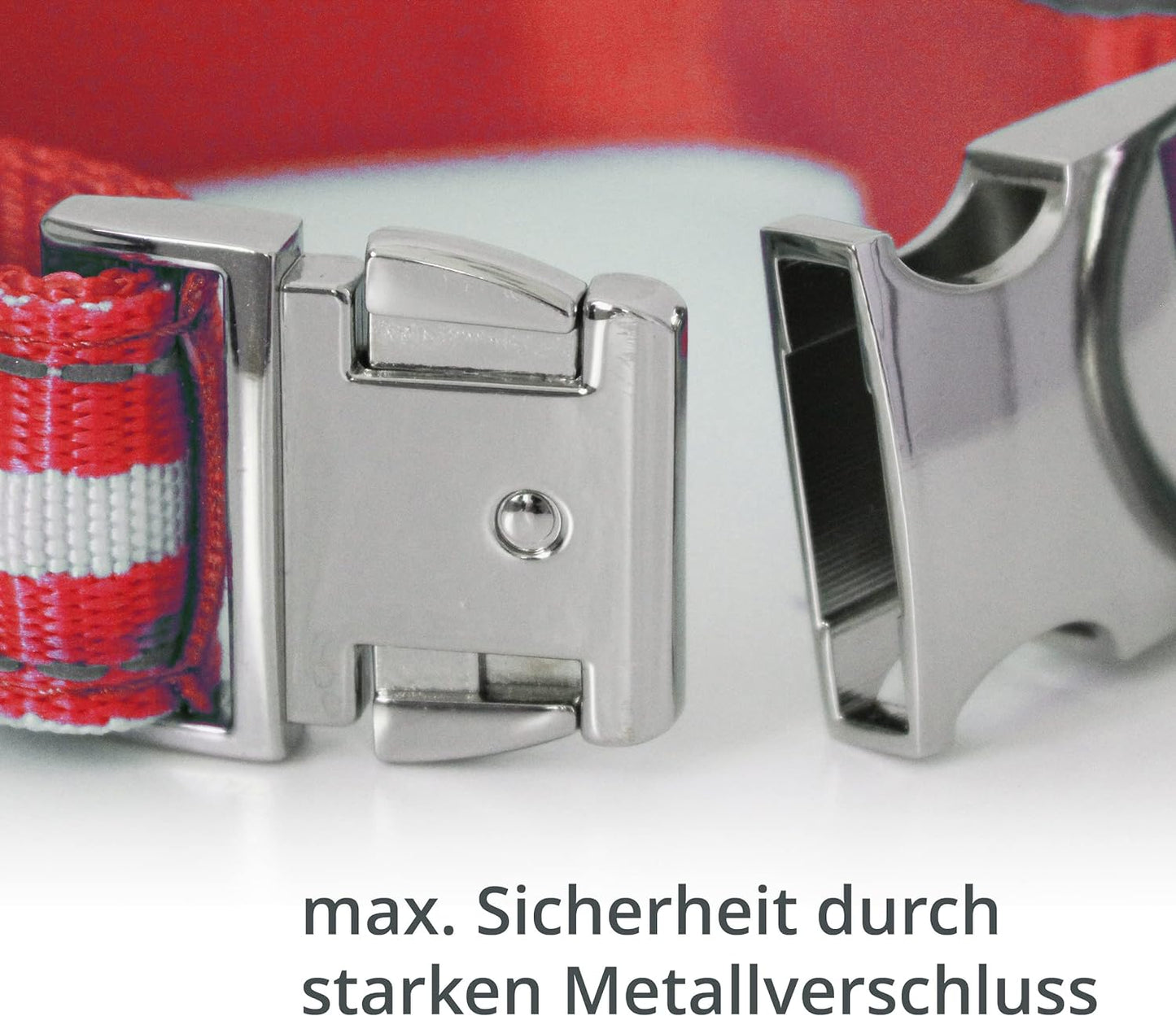Petsation Leuchthalsband für Hunde – Reflektierendes Hundehalsband mit 5 Leuchtpunkten für bessere Sichtbarkeit und Sicherheit bei Nacht, Verstellbar, Wasserdicht, Ideal für Spaziergänge im Dunkeln, Hundezubehör Rot Größe M 38-50cm
