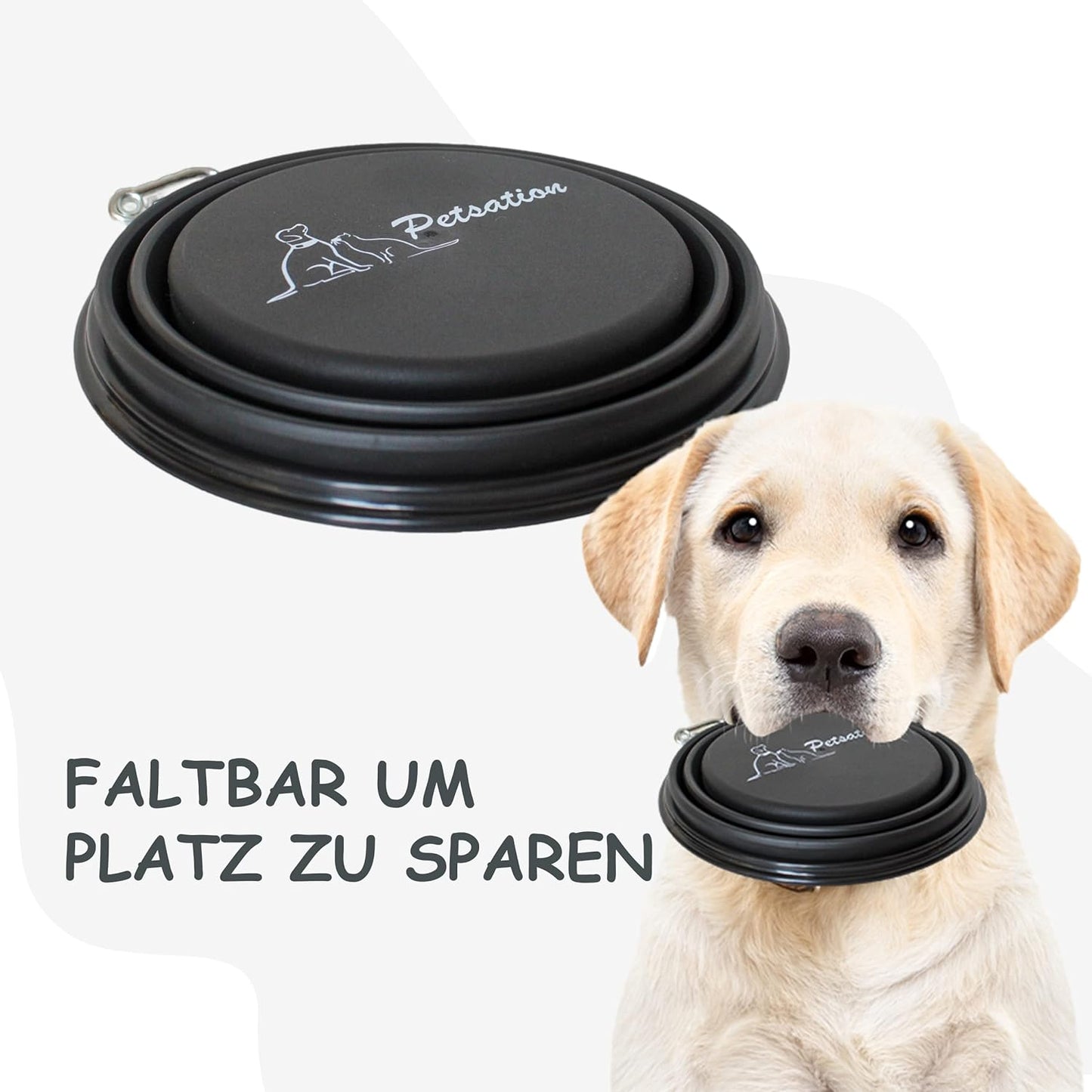 Faltbarer Hundenapf, Reisenapf, Fressnapf, Wassernapf Schwarz 350ml