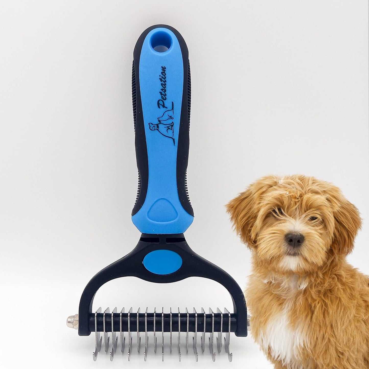 High-quality undercoat brush for dogs and cats – efficient grooming, removes loose hair and undercoat, prevents matting, ideal for long and short fur, gentle on the skin, grooming tool for pets, blue