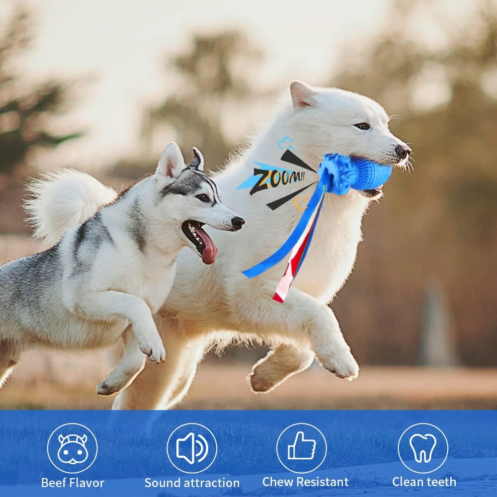 Petsation Rocket Dog Chew Toy – Robust, durable & interactive natural rubber chew toy for dental care, stress relief and fun – Ideal for small, medium & large dogs – Promotes teeth cleaning and chewing needs Blue