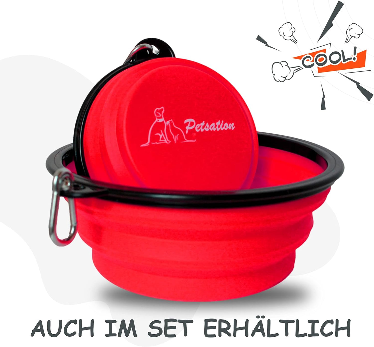 Faltbarer Hundenapf, Reisenapf, Fressnapf, Wassernapf Rot 1000ml