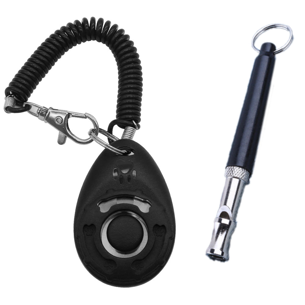 Clicker + Ultraschallpfeife für Hunde – Hundetraining Set Schwarz