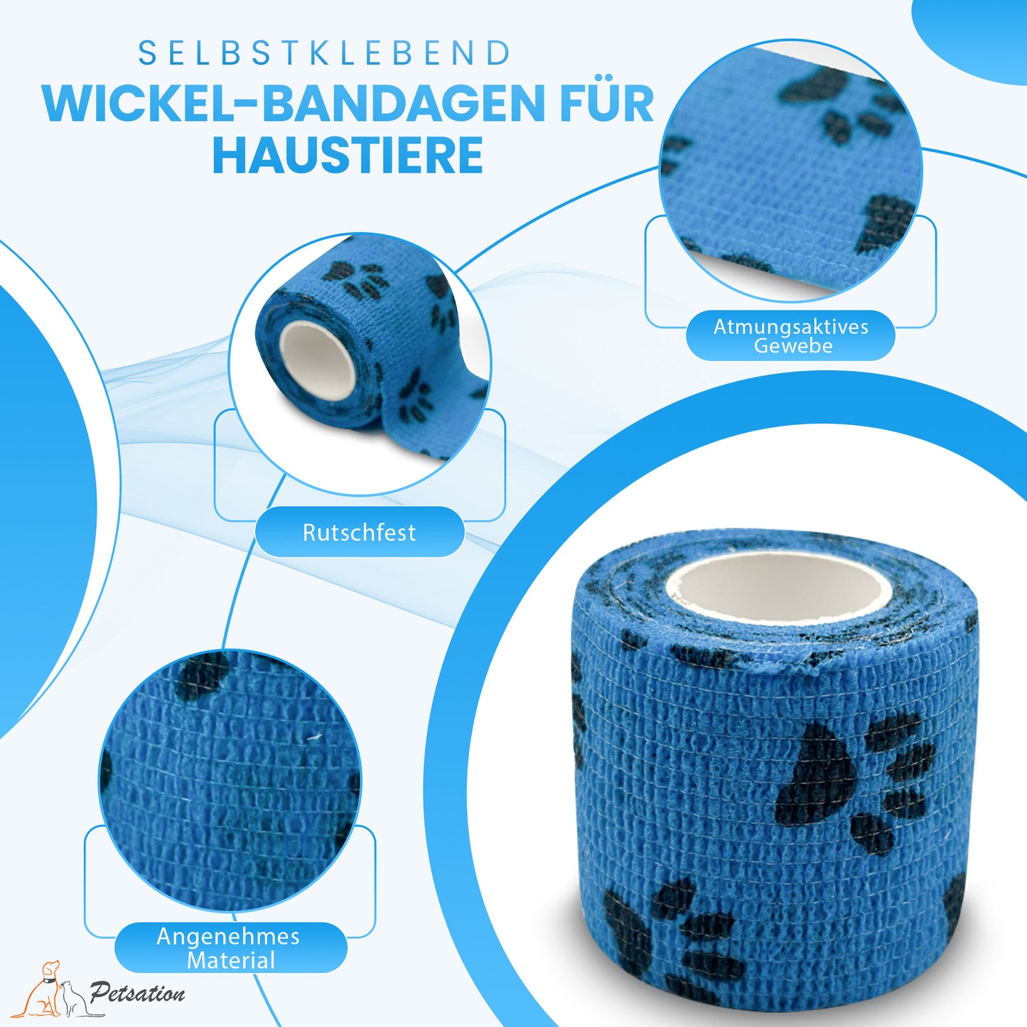 Bandagen motiv 5 cm x 4,5 m – selbsthaftend, elastisch, atmungsaktiv, 6er Box