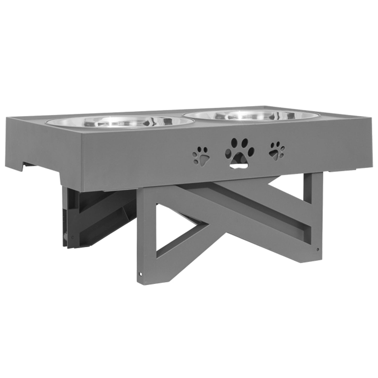 Gamelle surélevée PETSATION avec support – Idéale pour petits et grands chiens, gamelles antidérapantes pour manger et boire confortablement, gamelles en acier inoxydable de haute qualité, gamelle inclinée pour une meilleure digestion, grise