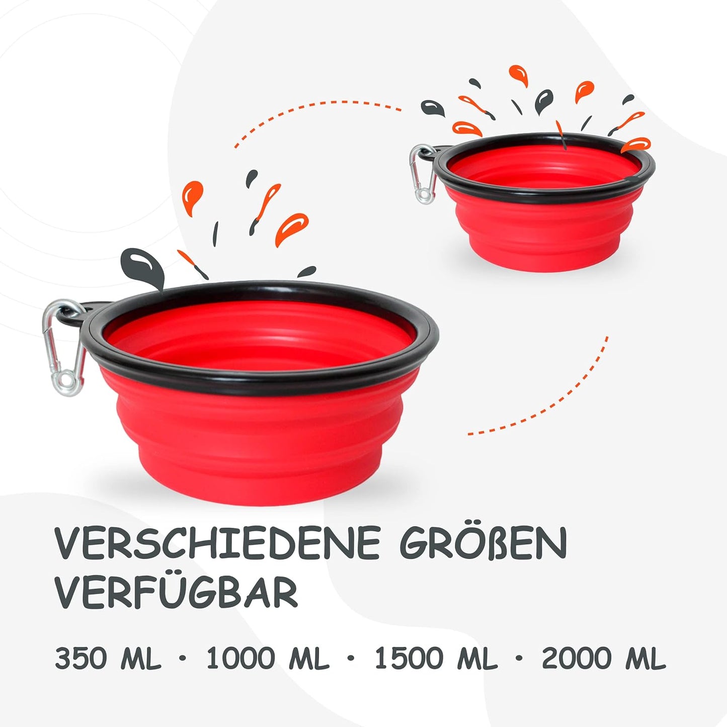 Faltbarer Hundenapf, Reisenapf, Fressnapf, Wassernapf Rot 1000ml
