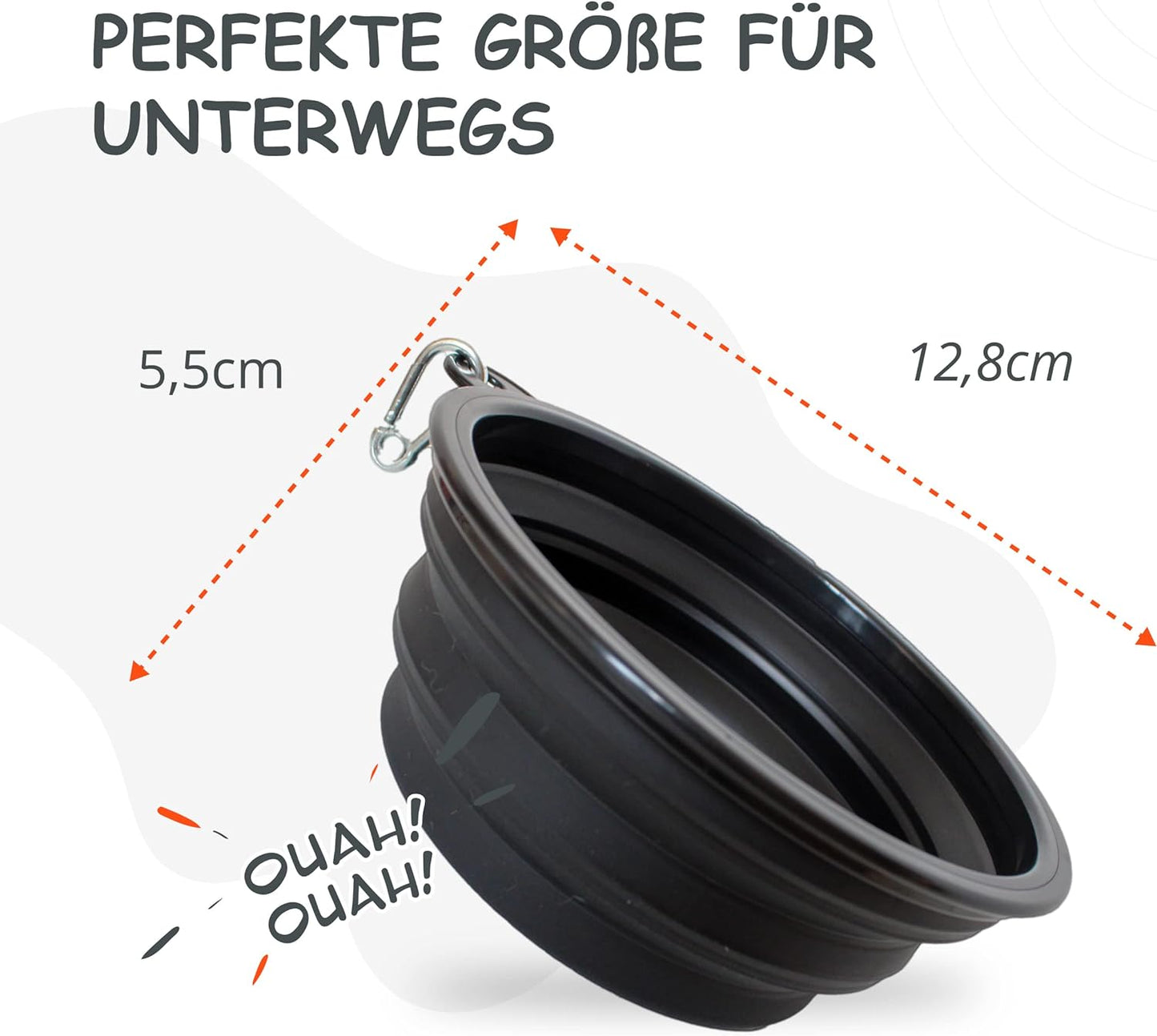 Faltbarer Hundenapf, Reisenapf, Fressnapf, Wassernapf Schwarz 350ml