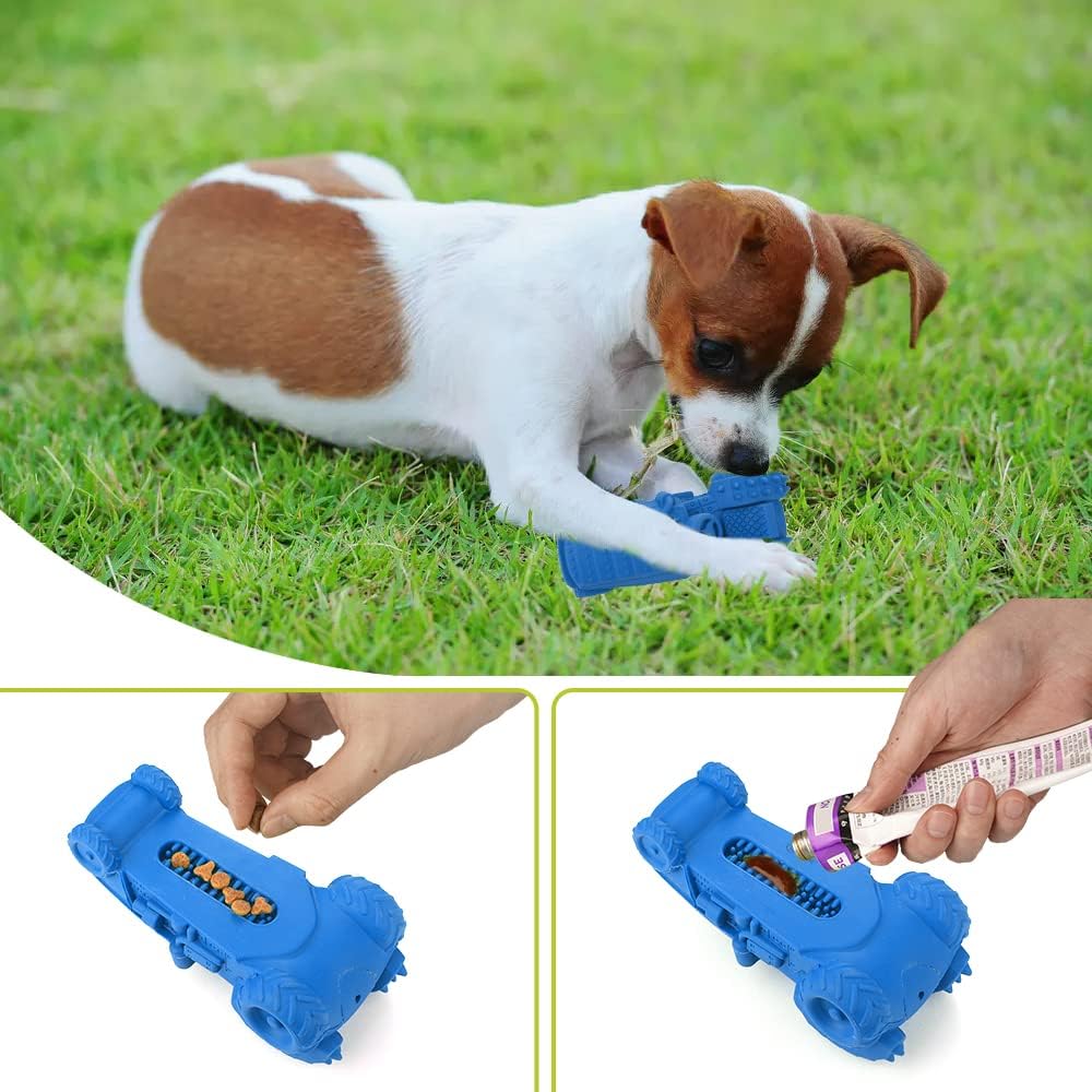 Camion à mâcher Petsation – Jouet à mâcher robuste pour chiens | Jouet interactif en caoutchouc naturel | Favorise le nettoyage des dents et le renforcement de la mâchoire | Jouet durable pour petits et grands chiens, bleu