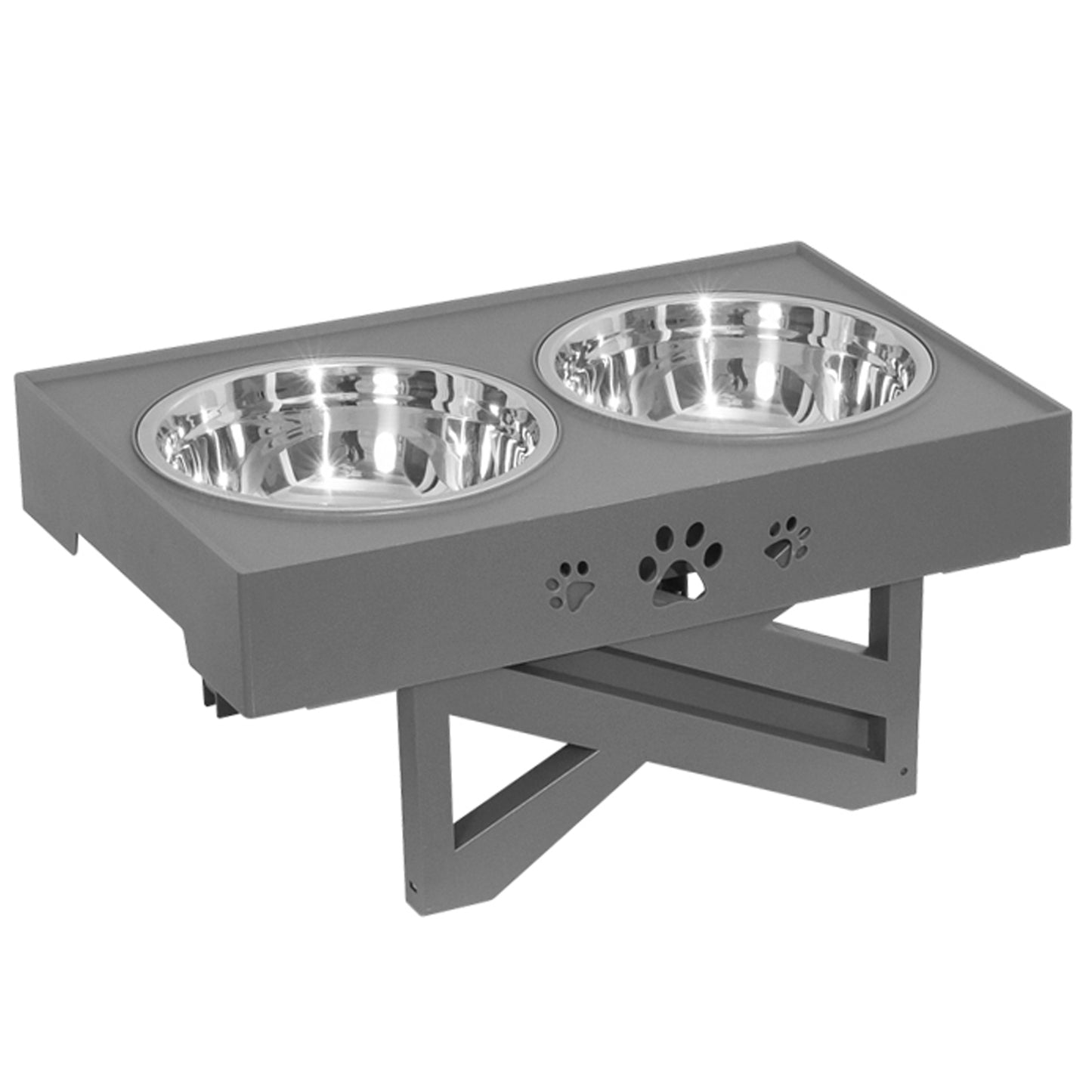 Gamelle surélevée PETSATION avec support – Idéale pour petits et grands chiens, gamelles antidérapantes pour manger et boire confortablement, gamelles en acier inoxydable de haute qualité, gamelle inclinée pour une meilleure digestion, grise