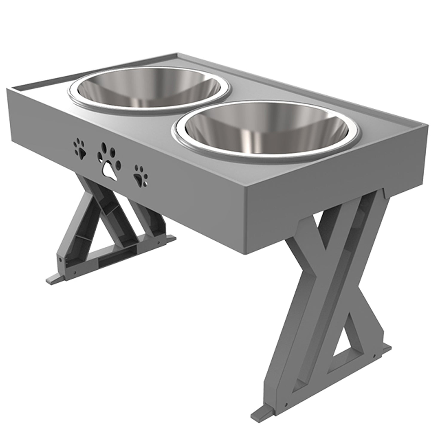 Gamelle surélevée PETSATION avec support – Idéale pour petits et grands chiens, gamelles antidérapantes pour manger et boire confortablement, gamelles en acier inoxydable de haute qualité, gamelle inclinée pour une meilleure digestion, grise