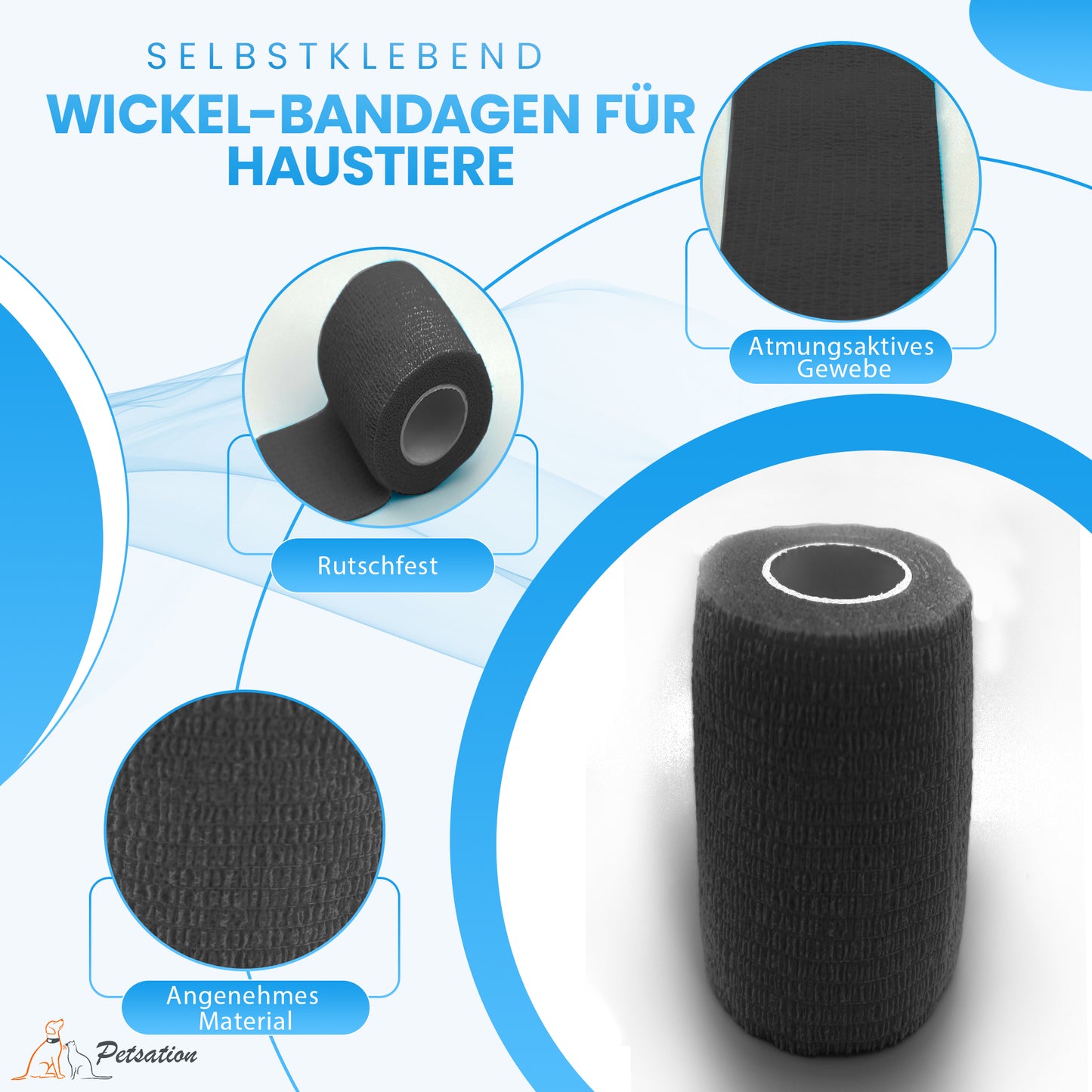 Bandagen Schwarz 10cm x 4,5m Elastische Sportbandagen – 12 Stück