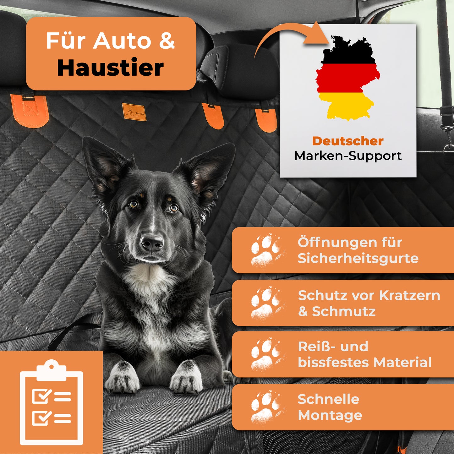 Petsation Car Seat Cover for Dogs, Back Seat & Trunk – Waterproof, Non-Slip, Tear-Resistant, Large Dog Blanket for Cars, Protection for Back Seat & Cargo Area, Easy to Clean, Ideal for Dogs in the Car, Universal Size