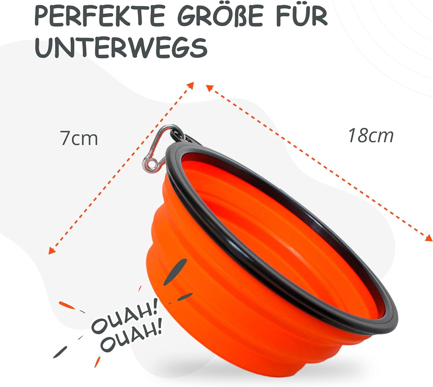 Faltbarer Hundenapf, Reisenapf, Fressnapf, Wassernapf 2 x 1000ml Orange