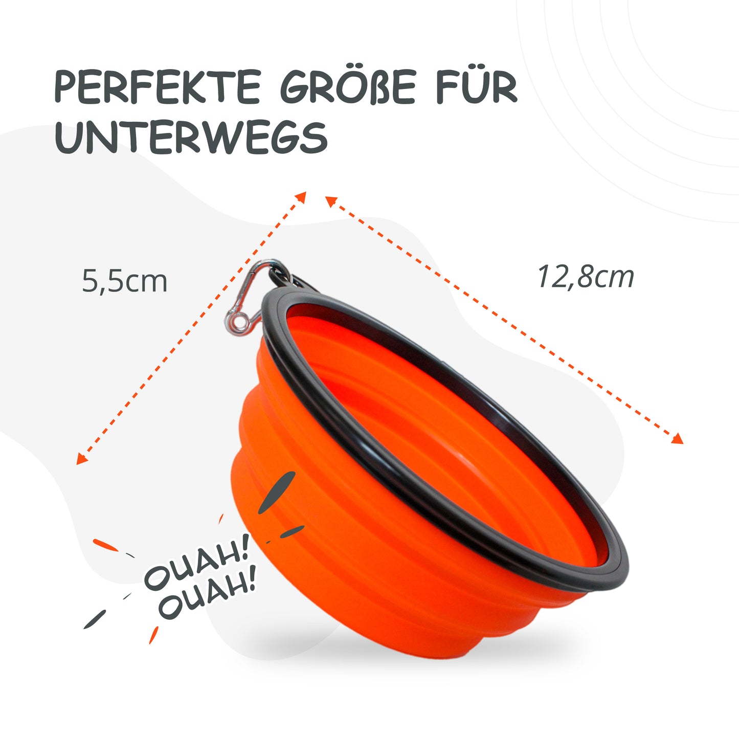 Faltbarer Hundenapf, Reisenapf, Fressnapf, Wassernapf Orange 350ml