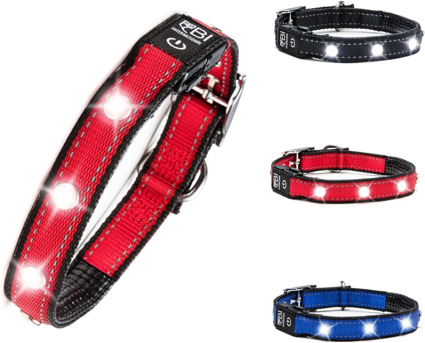 LED Hundehalsband, Leuchthalsband Rot Größe M 37-45cm
