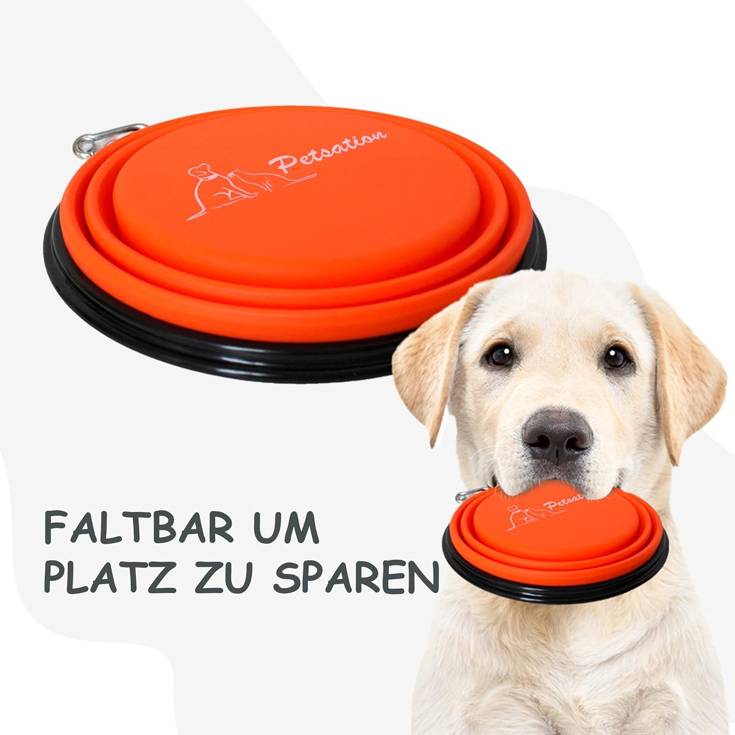 Faltbarer Hundenapf, Reisenapf, Fressnapf, Wassernapf Orange 350ml