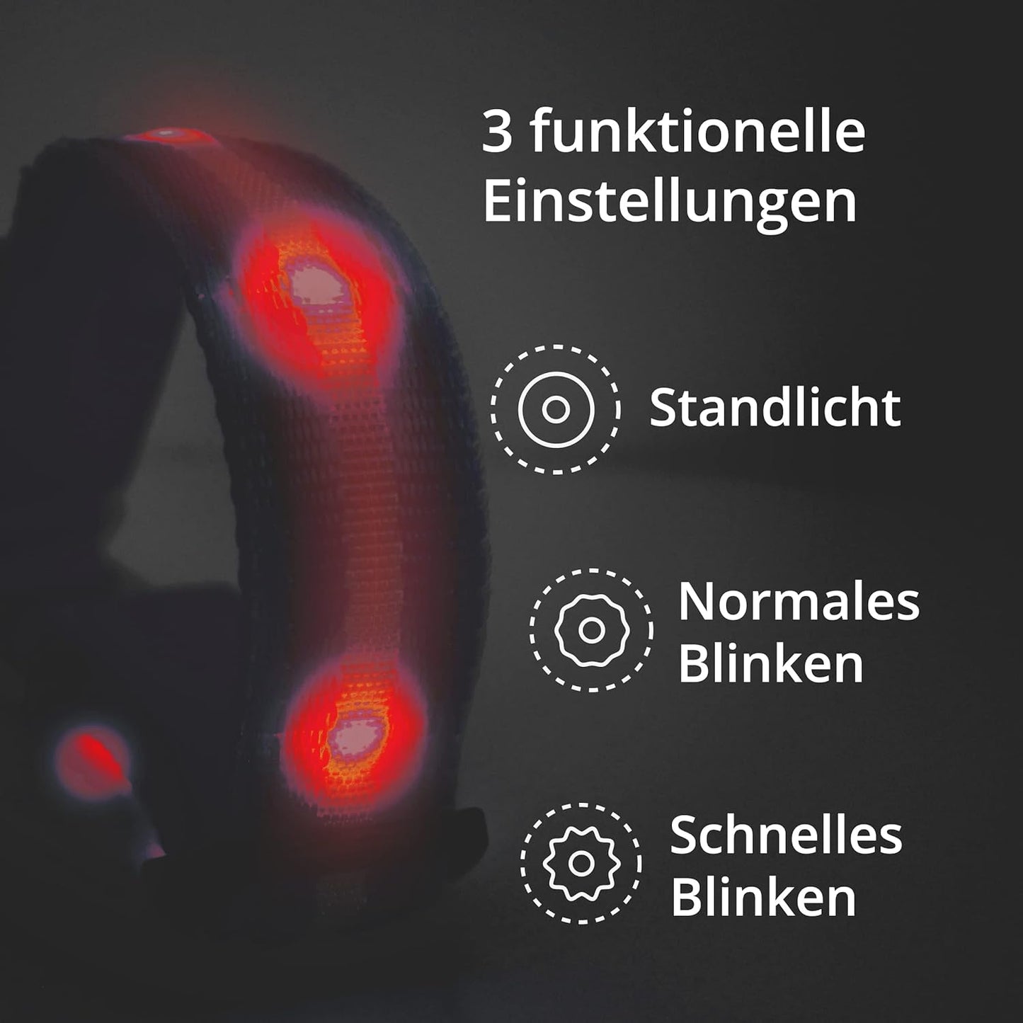Petsation Leuchthalsband für Hunde – Reflektierendes Hundehalsband mit 5 Leuchtpunkten für bessere Sichtbarkeit und Sicherheit bei Nacht, Verstellbar, Wasserdicht, Ideal für Spaziergänge im Dunkeln, Hundezubehör Rot Größe M 38-50cm