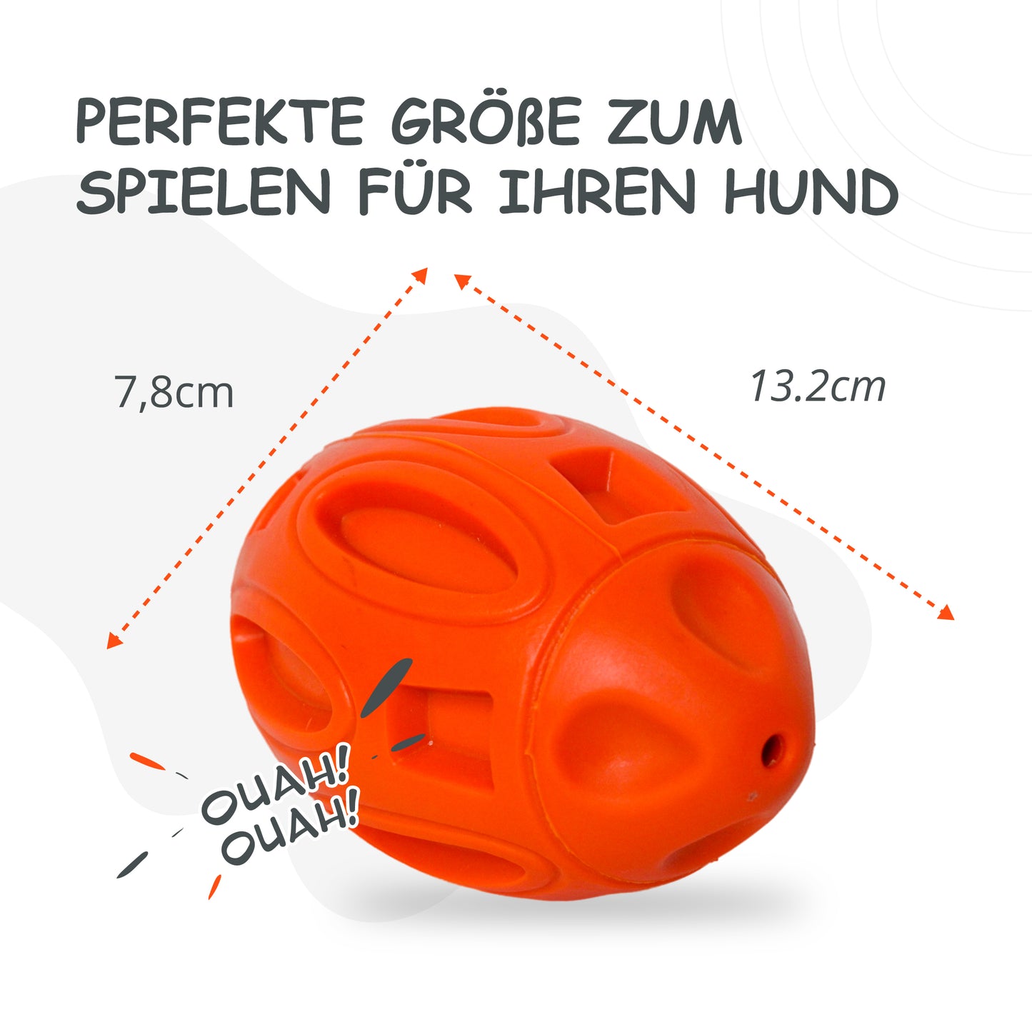 Petsation Dog Toy Chew Ball – Robust & Durable – Dental Care & Teeth Cleaning for Dogs – Interactive Toy for Small & Large Dogs – Dog Ball Made of Natural Rubber – Puppy Toys & Dog Accessories Orange