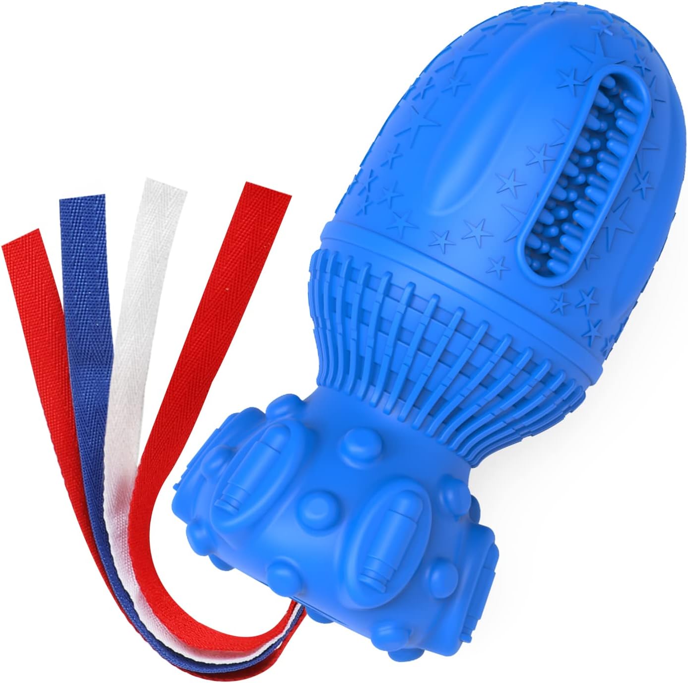 Petsation Rocket Dog Chew Toy – Robust, durable & interactive natural rubber chew toy for dental care, stress relief and fun – Ideal for small, medium & large dogs – Promotes teeth cleaning and chewing needs Blue