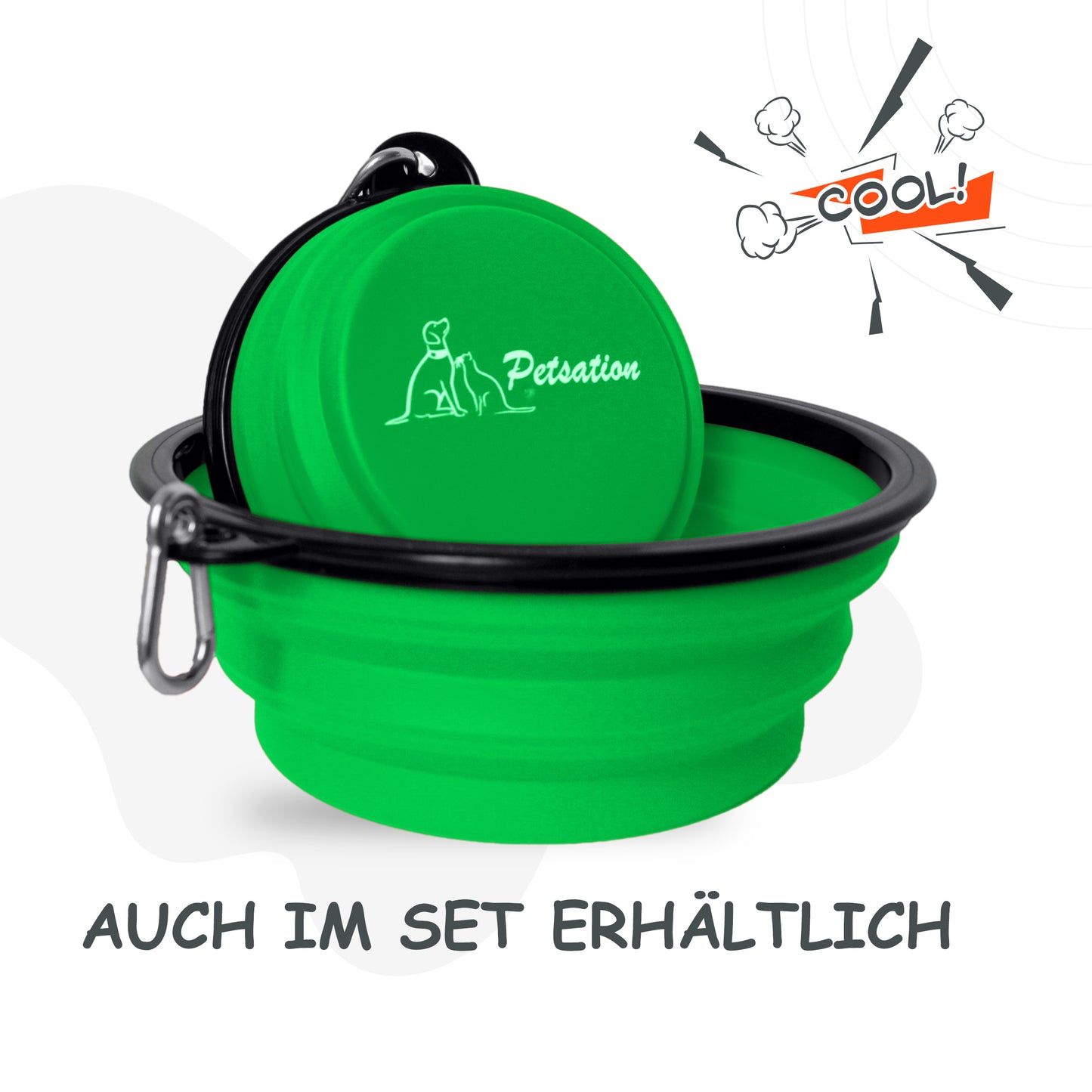 Faltbarer Hundenapf, Reisenapf, Fressnapf, Wassernapf Grün 350ml