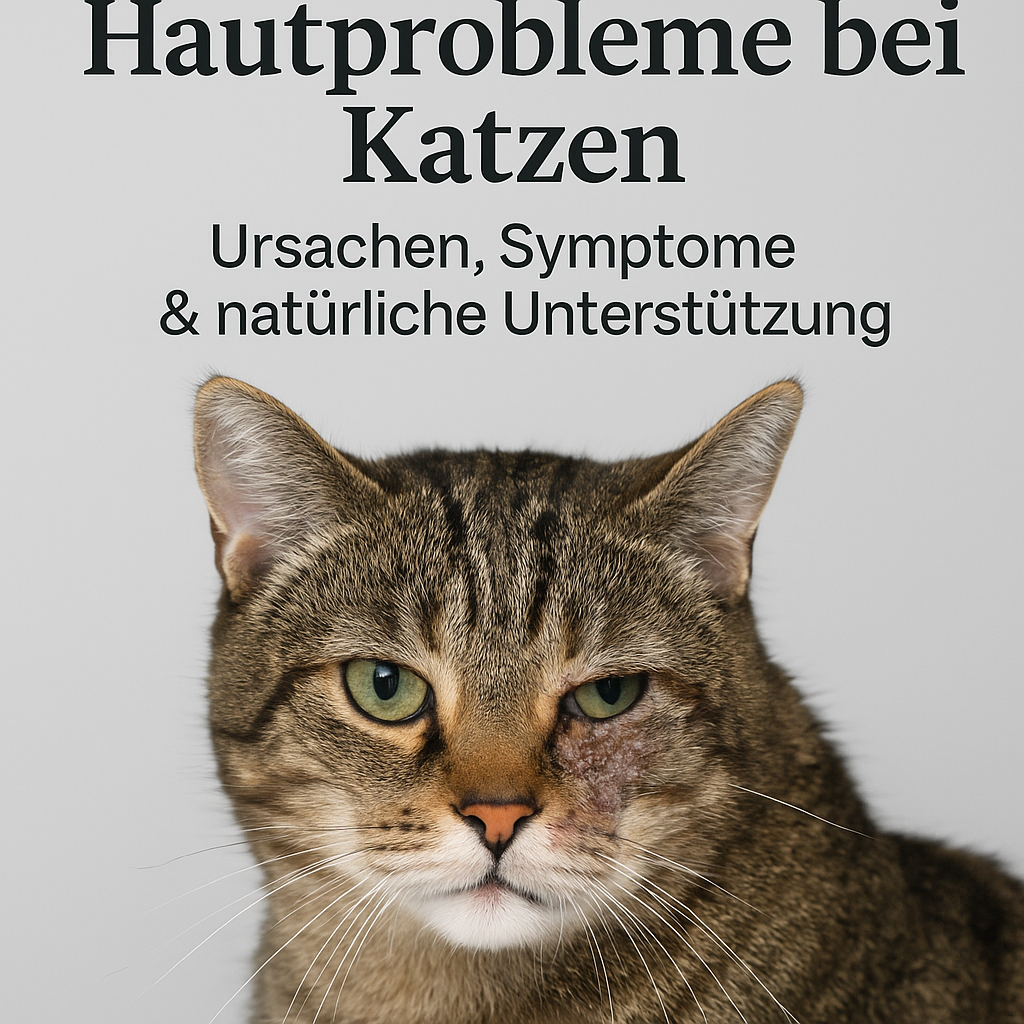 Getigerte Katze mit Hautreizung im Gesicht – Symbolbild für Hautprobleme bei Katzen.